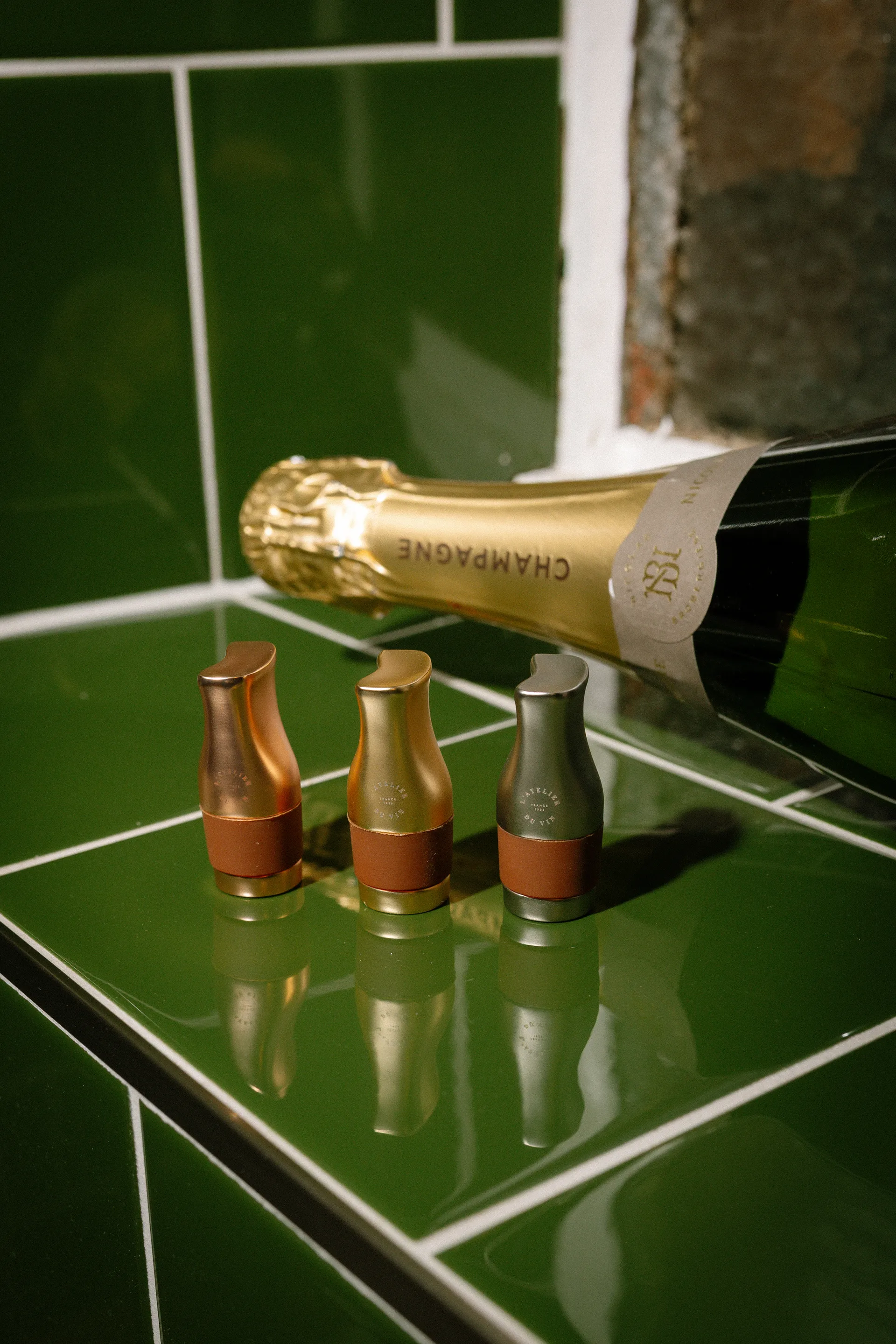 L’Atelier du Vin 르 트리오 보틀 스토퍼 세트, Rose, silver and gold (matte) L'Atelier du Vin