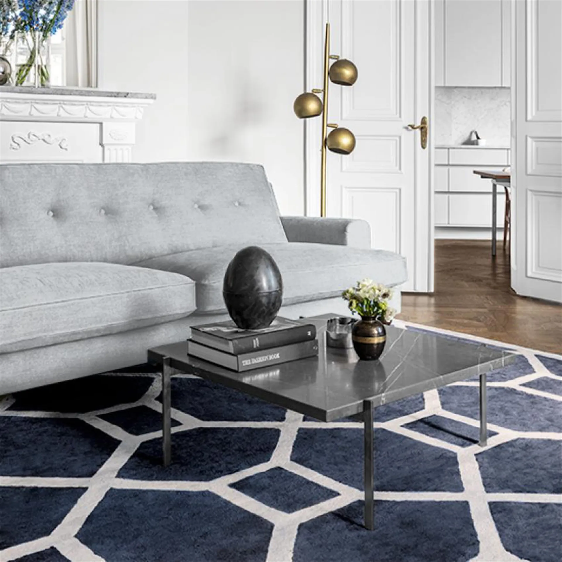 비스코스 앤트런스 러그, 160x250 cm, midnight blue (blue) Layered | 레이어드