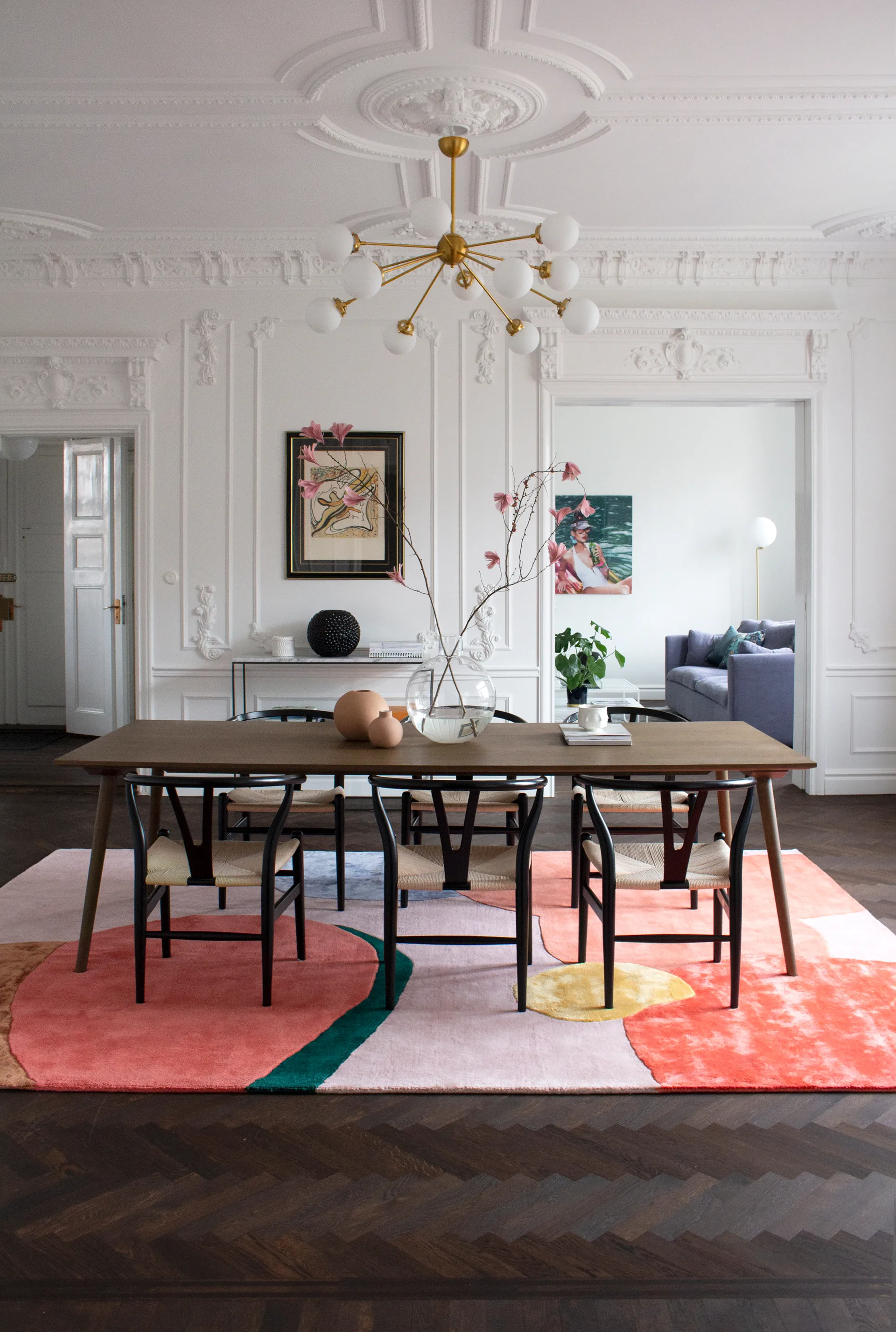 플라워 필드 울 러그 200x300 cm, Pink Layered | 레이어드