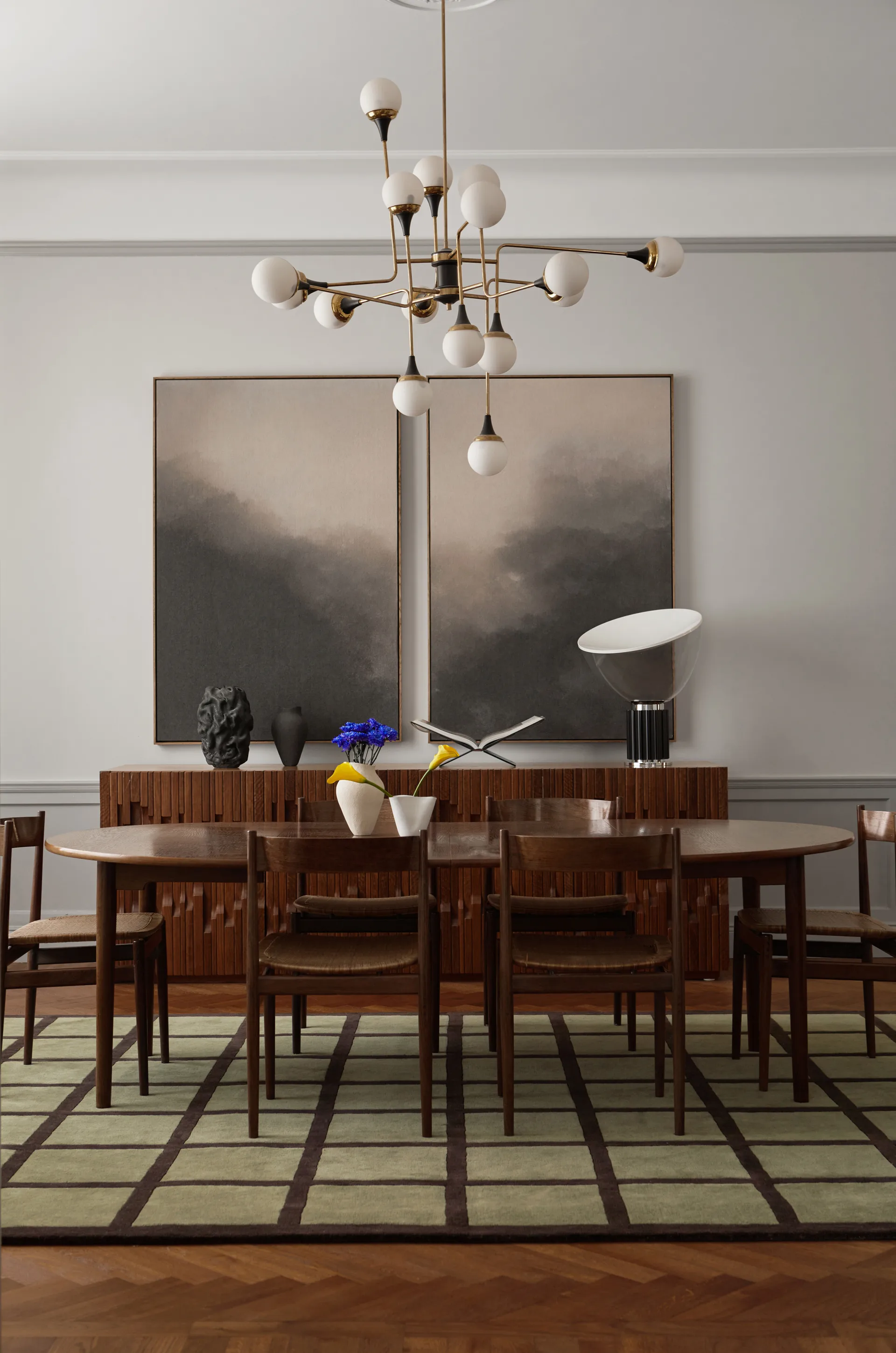 애비뉴 체크드 본 울 러그, Olive. 180x270 cm Layered | 레이어드