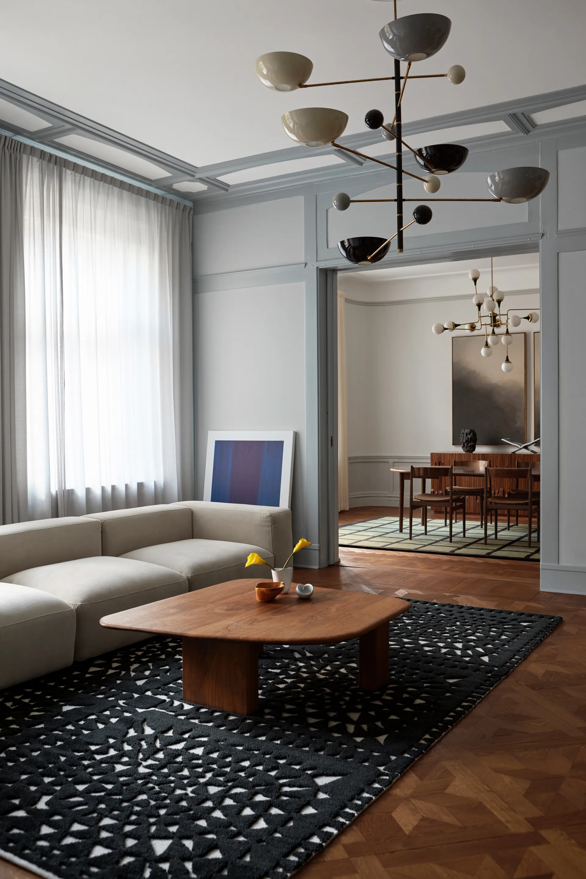 애비뉴 체크드 본 울 러그, Olive. 180x270 cm Layered | 레이어드