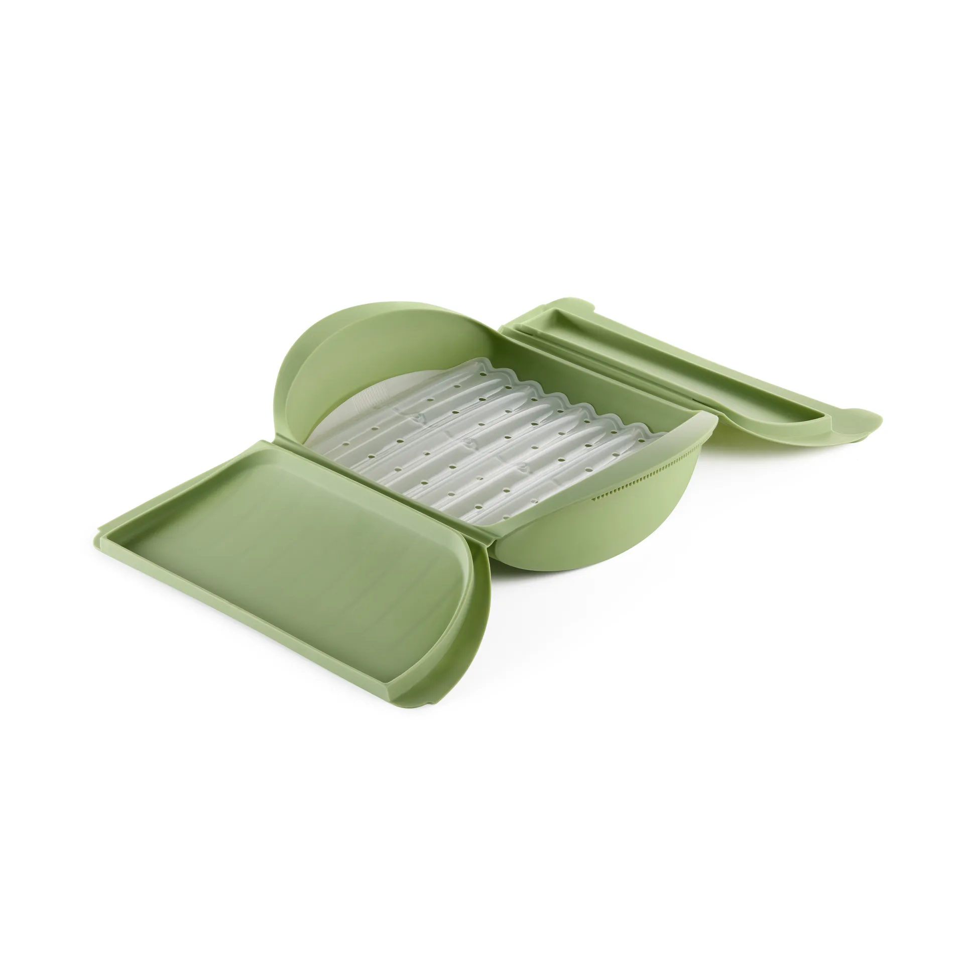 Lékué 스티머, Green, with tray, 4-pack Lékué