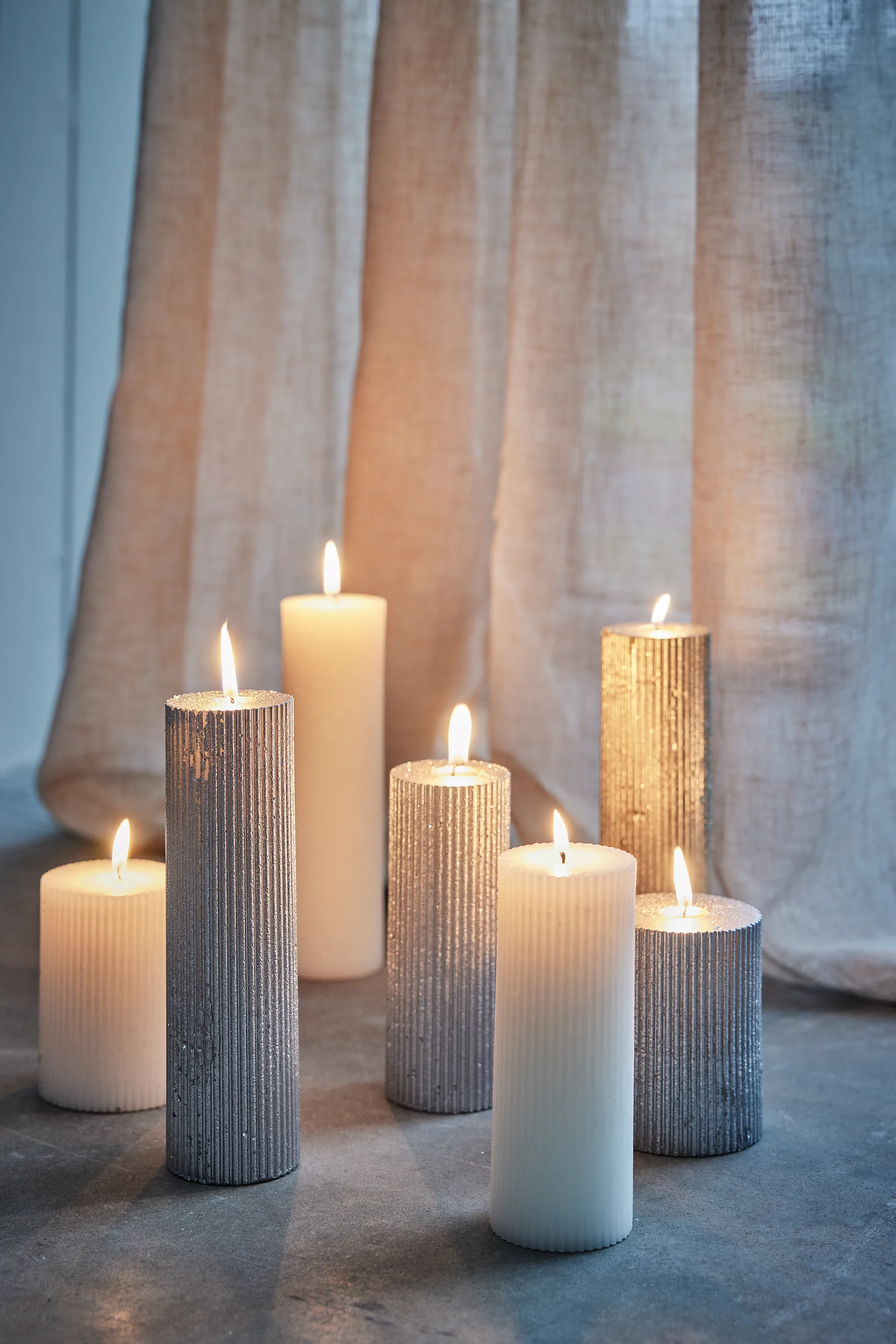 리사 캔들 Ø6x20 cm, Silver Lene Bjerre | 르네 비에르