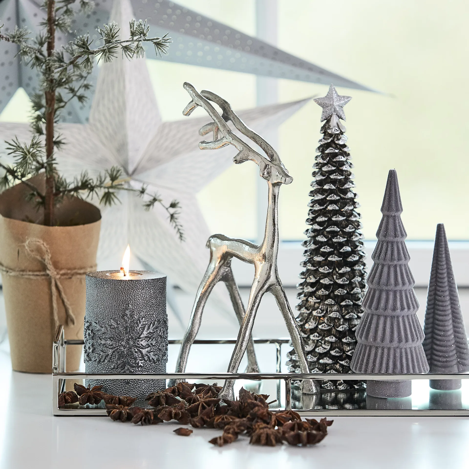 매얼리 데코레이션 레인디어 실버, small 27 cm Lene Bjerre | 르네 비에르