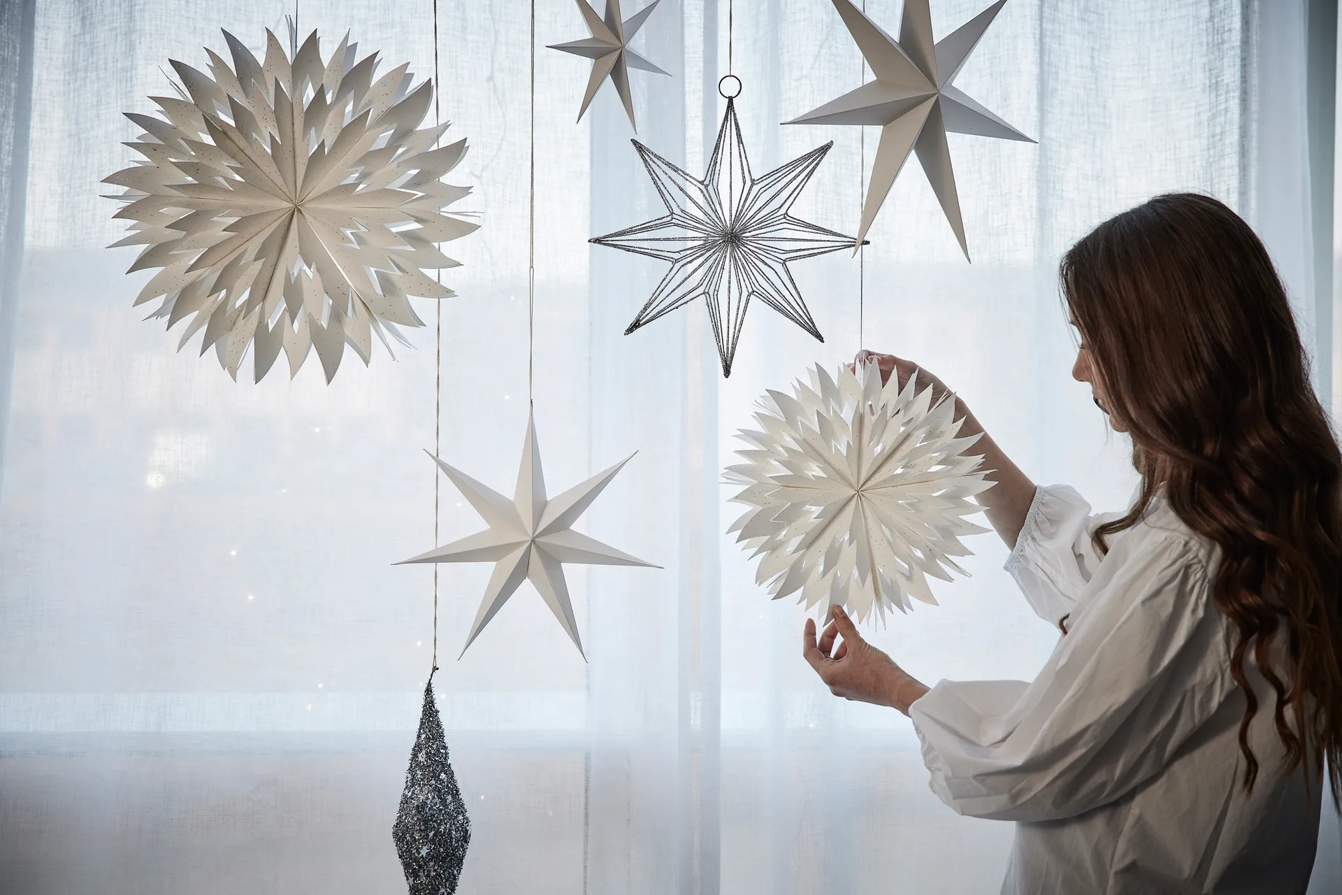 파피아 snowflake 40 cm, white Lene Bjerre | 르네 비에르