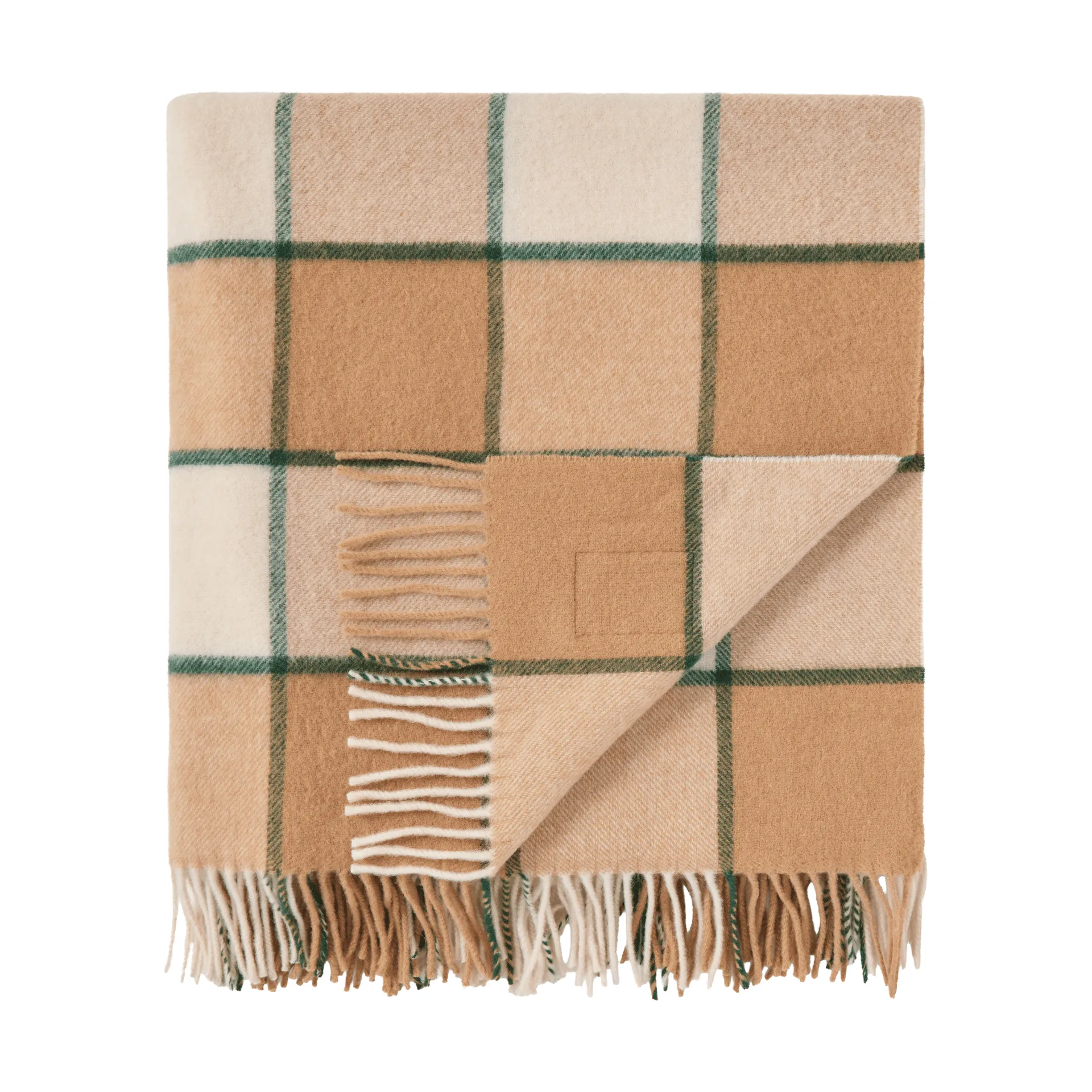 체크 리사이클 울 스로우 130x170 cm, Beige-light beige-green Lexington | 렉싱턴