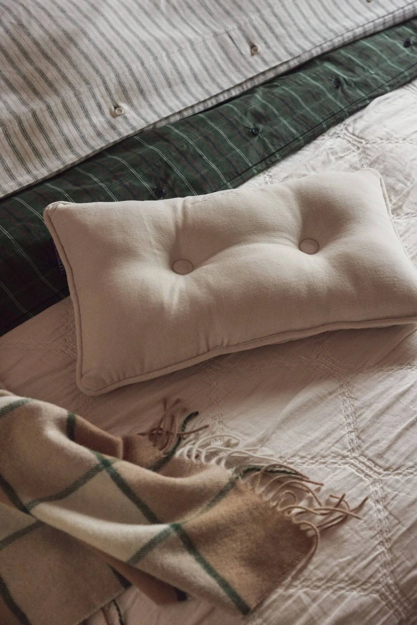 체크 리사이클 울 스로우 130x170 cm, Beige-light beige-green Lexington | 렉싱턴