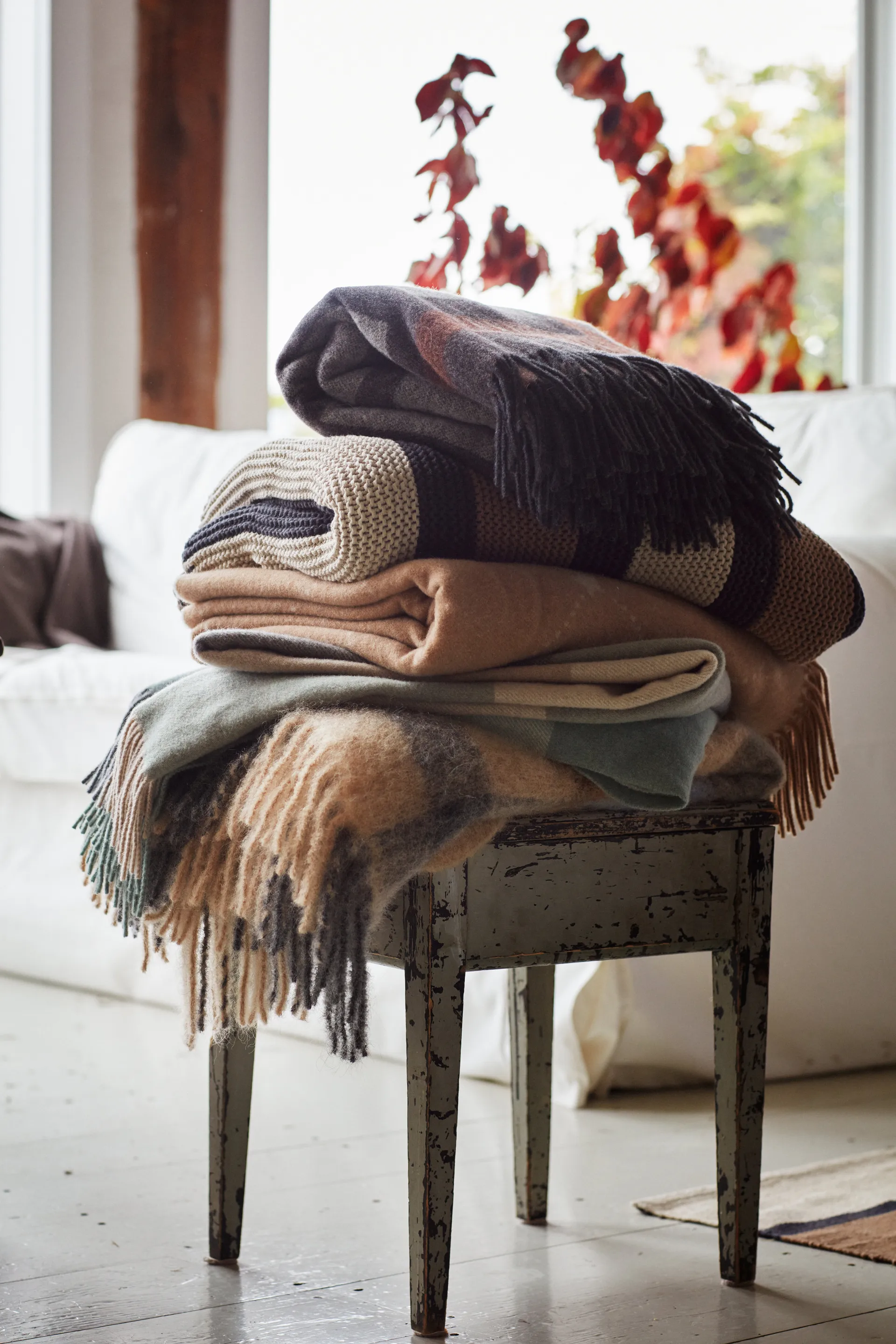 스트라이프 니트 코튼 스로우 130x170 cm, Brown-beige-dark gray Lexington | 렉싱턴