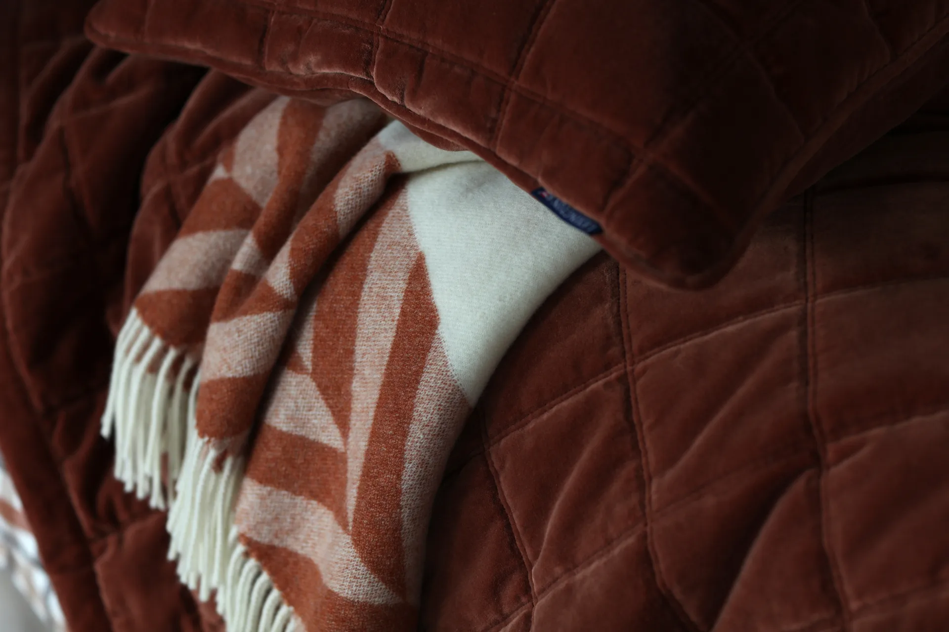 헤링본 스트라이프 울 스로우 130x170 cm, Copper-brown Lexington | 렉싱턴