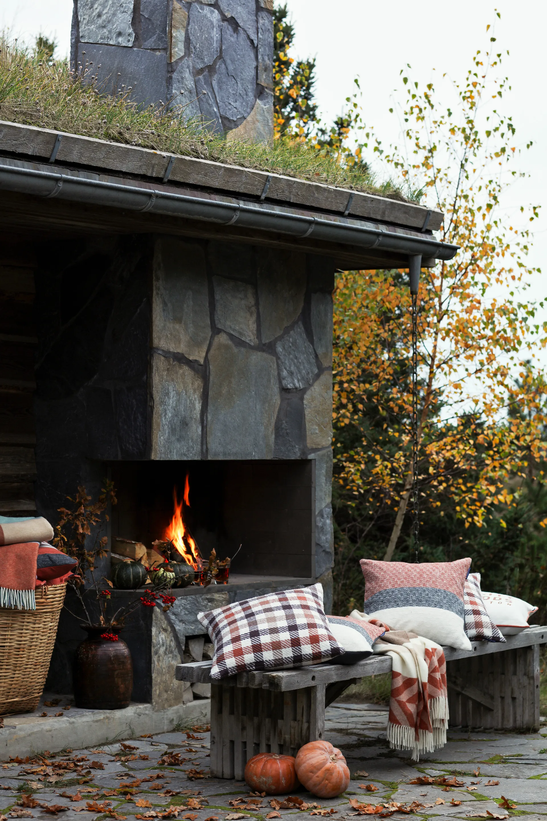 헤링본 스트라이프 울 스로우 130x170 cm, Copper-brown Lexington | 렉싱턴