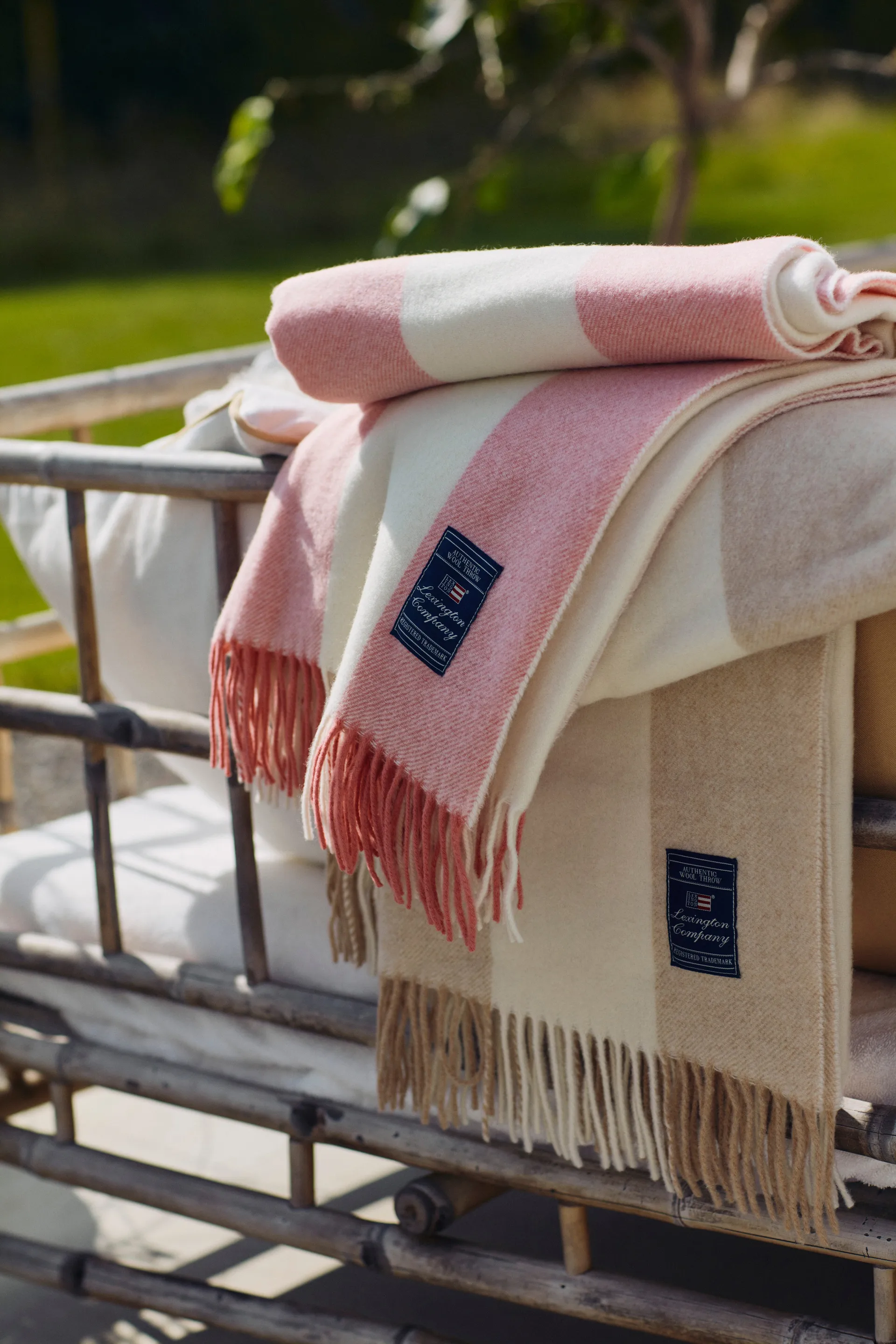 블록 스트라이프 리사이클 울 스로우 130x170 cm, Oat-White Lexington | 렉싱턴