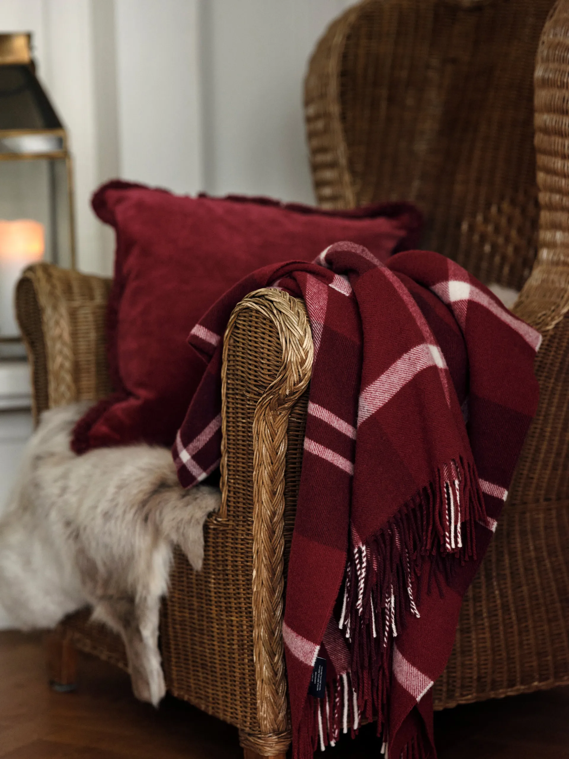 체크 리사이클 스로우 130x170 cm, Red-white Lexington | 렉싱턴