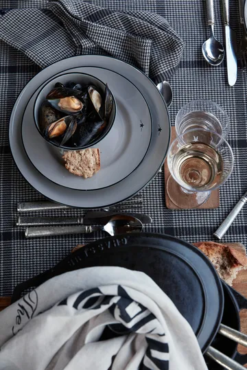 페피타 체크 코튼 리넨 테이블클로스 150x250 cm - Dark Grey-beige - Lexington | 렉싱턴