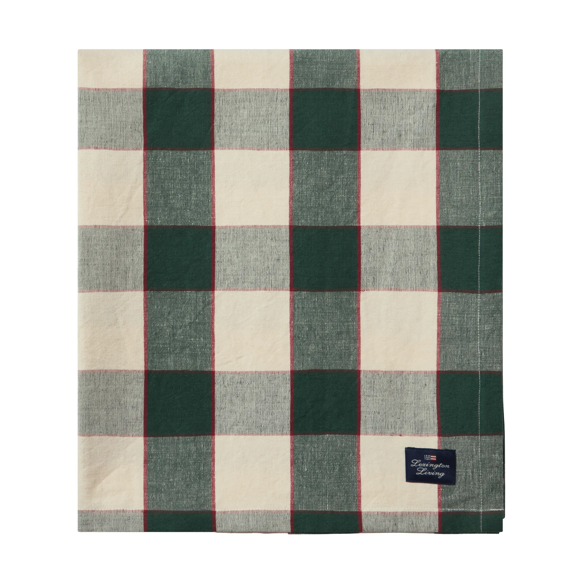 체크 코튼 리넨 테이블클로스 150x350 cm, Green-light beige-red Lexington | 렉싱턴