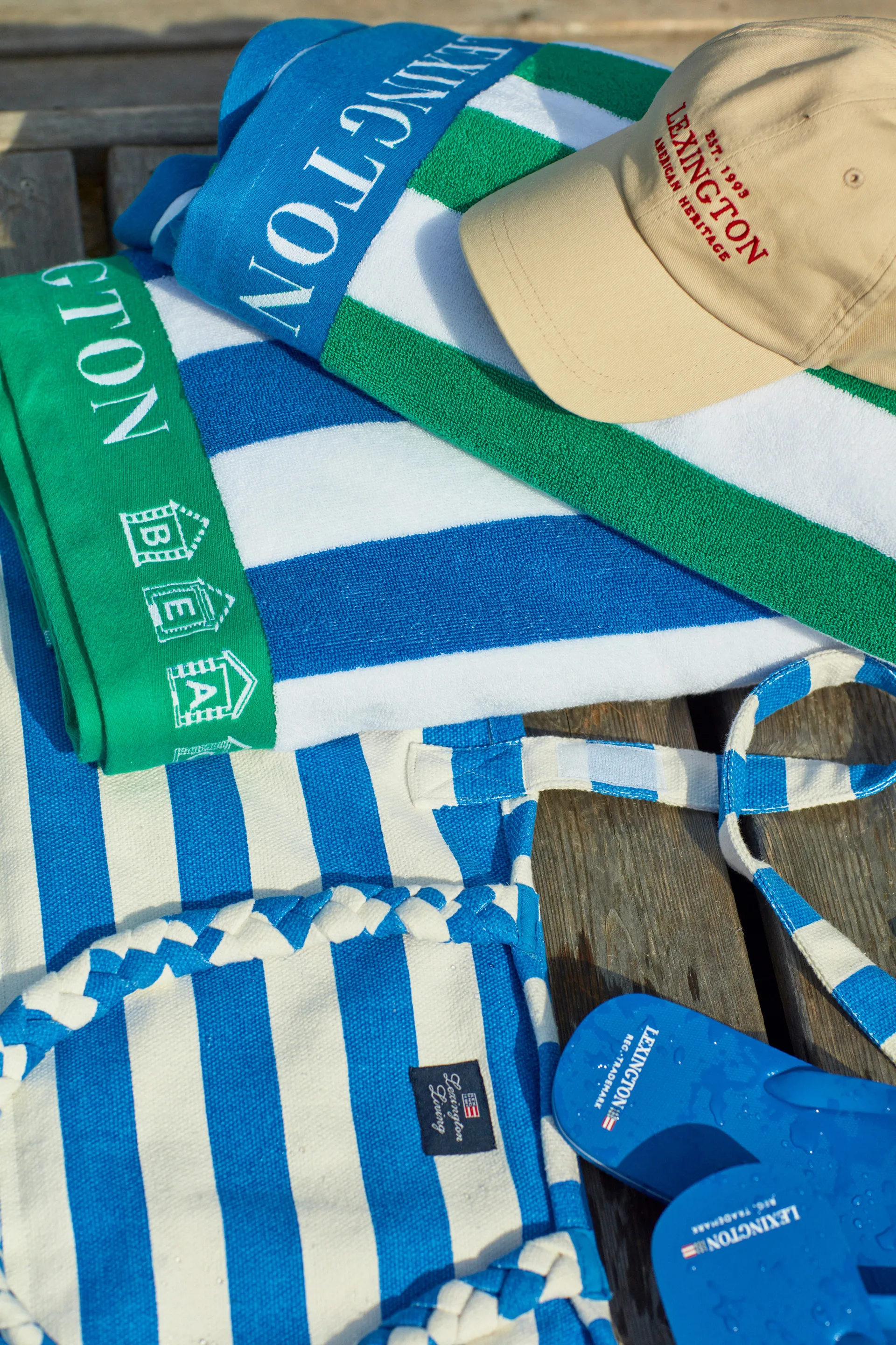 스트라이프 비치 매트 190x70 cm, Blue-white Lexington | 렉싱턴