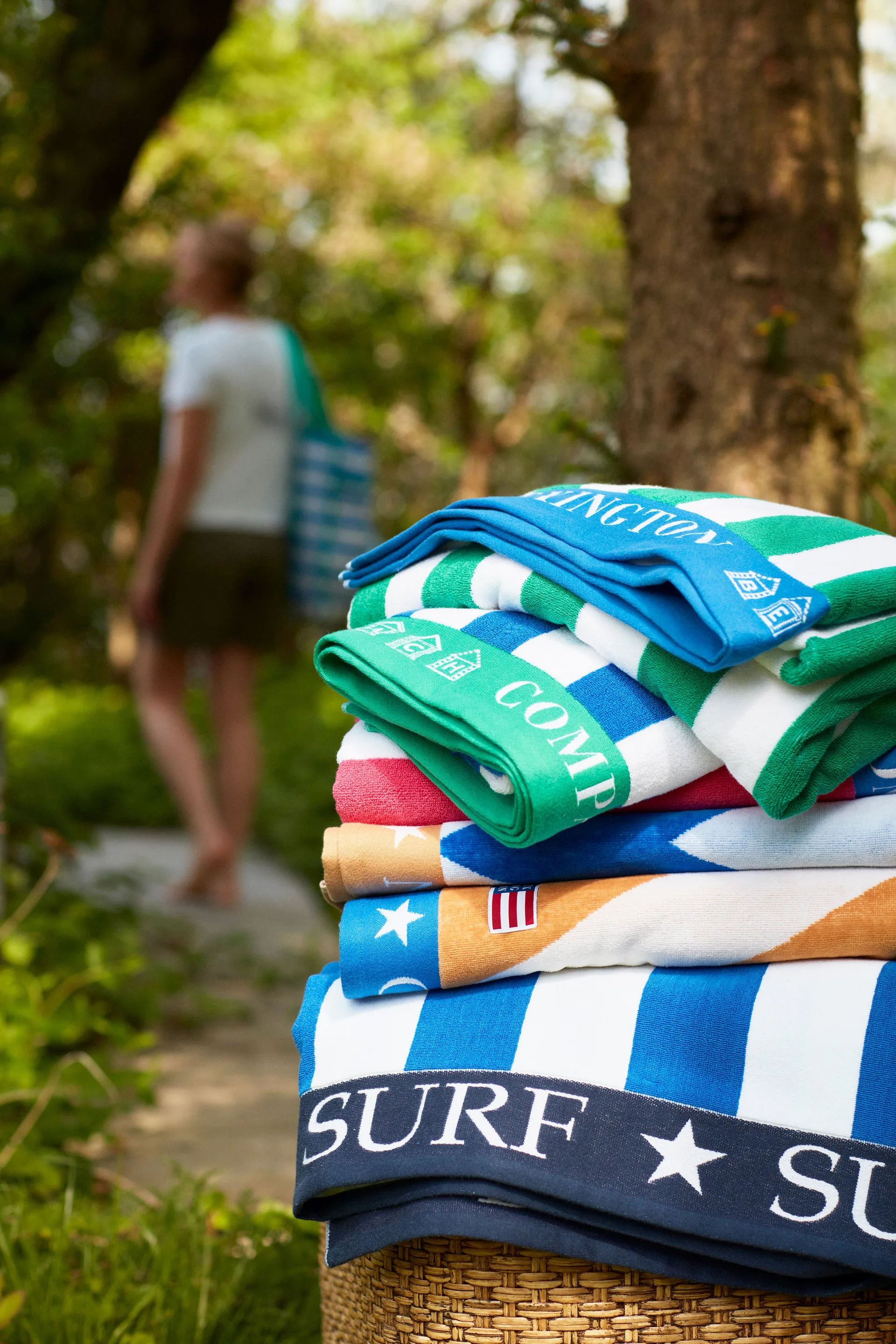 스트라이프 패밀리 비치 타월 200x180 cm, Blue-white Lexington | 렉싱턴