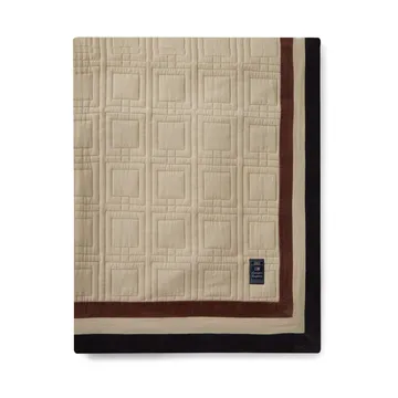 그래픽 퀼티드 오가닉 코튼 베드스프레드 240x260 cm - Light beige-brown-dark grey - Lexington | 렉싱턴