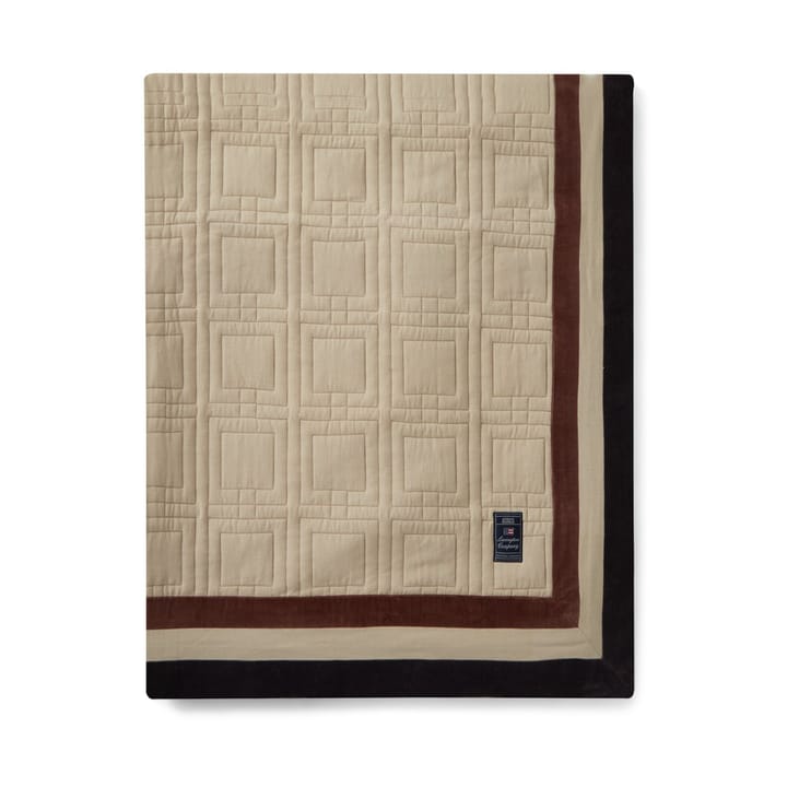 그래픽 퀼티드 오가닉 코튼 베드스프레드 240x260 cm, Light beige-brown-dark grey Lexington | 렉싱턴