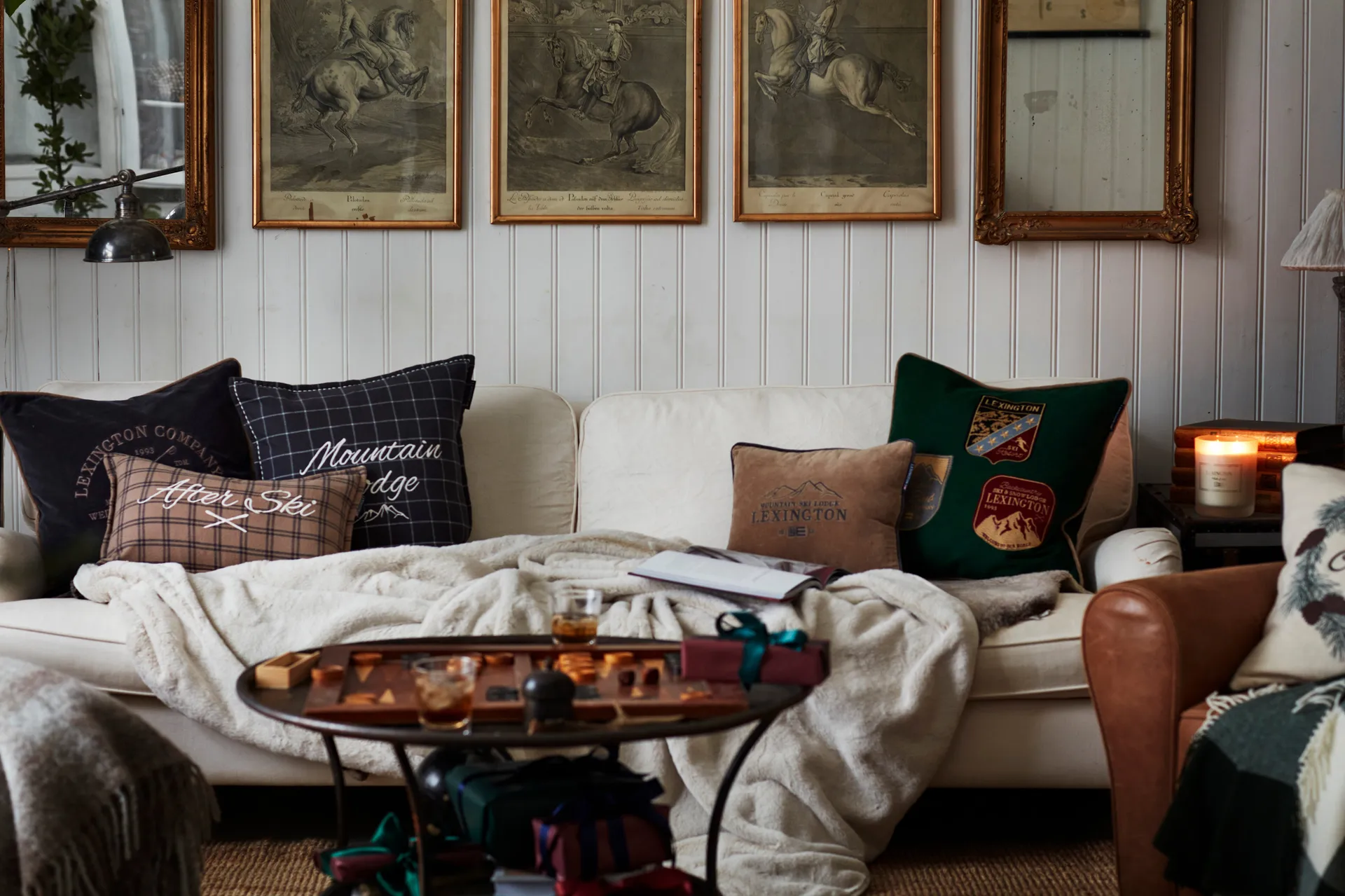 애프터 스키 체크 코튼 플란넬 쿠션 30x50 cm, Beige-dark grey Lexington | 렉싱턴