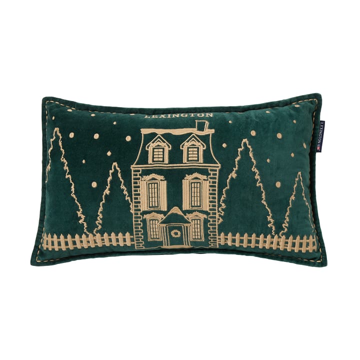 윈터 하우스 오가닉 벨벳 코튼 쿠션 30x50 cm - Green-Light Beige - Lexington | 렉싱턴