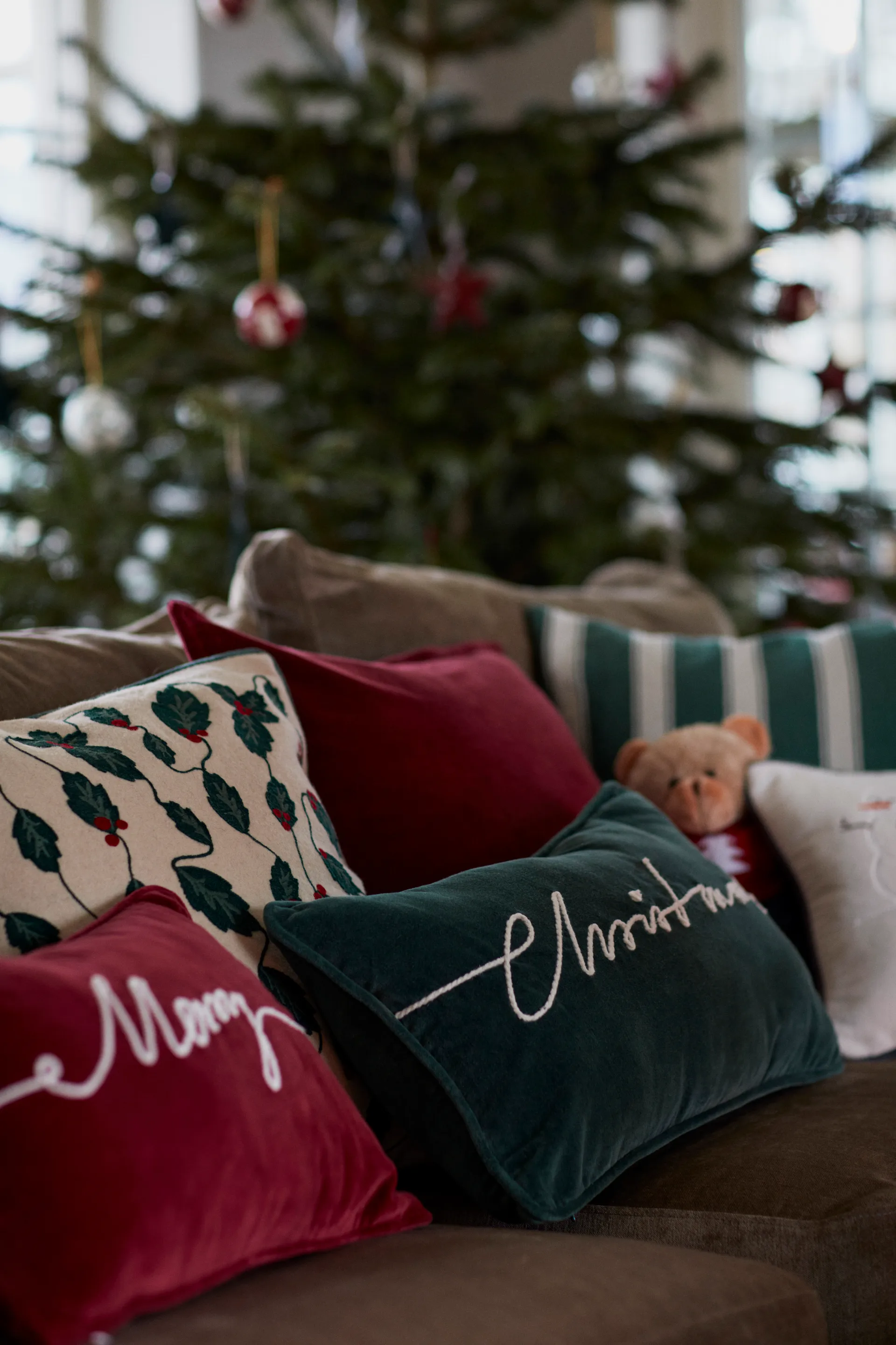 크리스마스 코튼 벨벳 쿠션 30x50 cm, Green Lexington | 렉싱턴