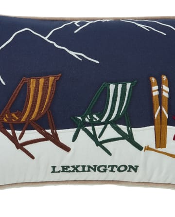 스키 리조트 오가닉 코튼 트윌 쿠션 30x50 cm - White-Dark blue - Lexington | 렉싱턴