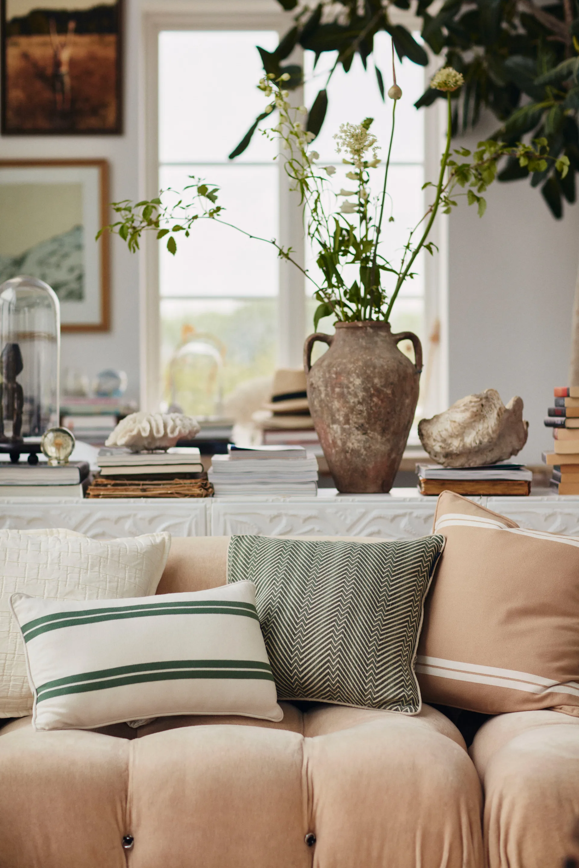 사이드 스트라이프 쿠션 스몰 30x50 cm, White-green Lexington | 렉싱턴