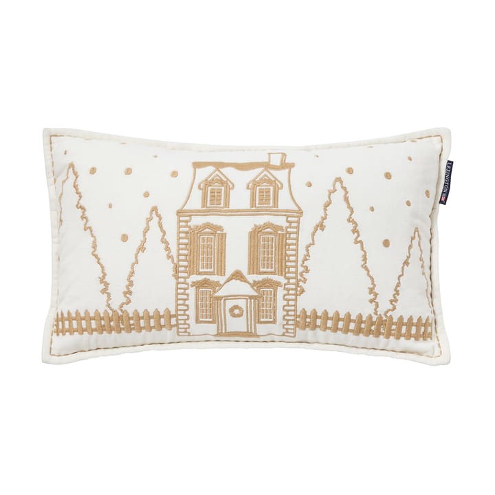 윈터 하우스 오가닉 벨벳 코튼 쿠션 30x50 cm - White-Light beige - Lexington | 렉싱턴