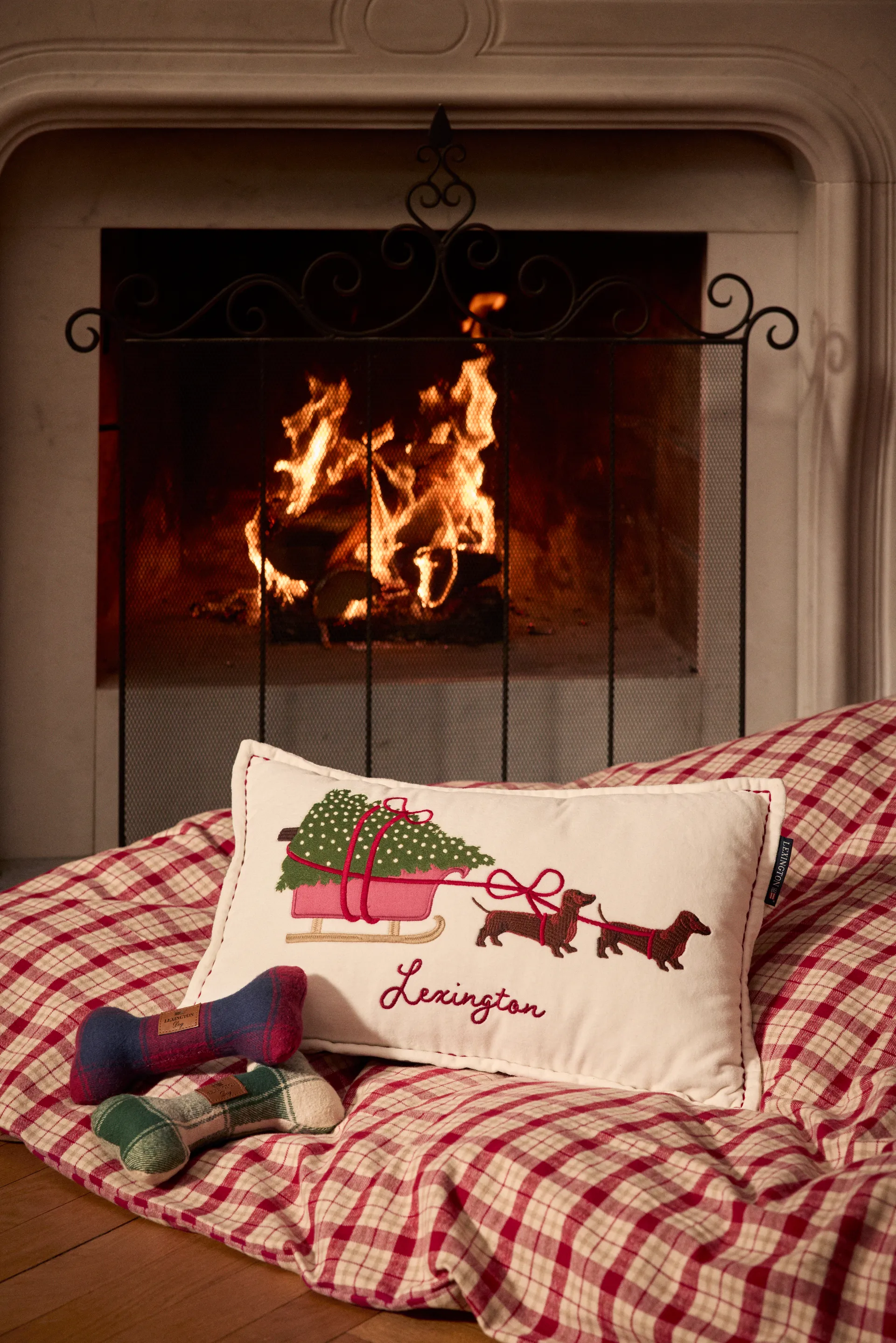 도그 슬레이 오가닉 벨벳 코튼 쿠션 30x50 cm, White Lexington | 렉싱턴