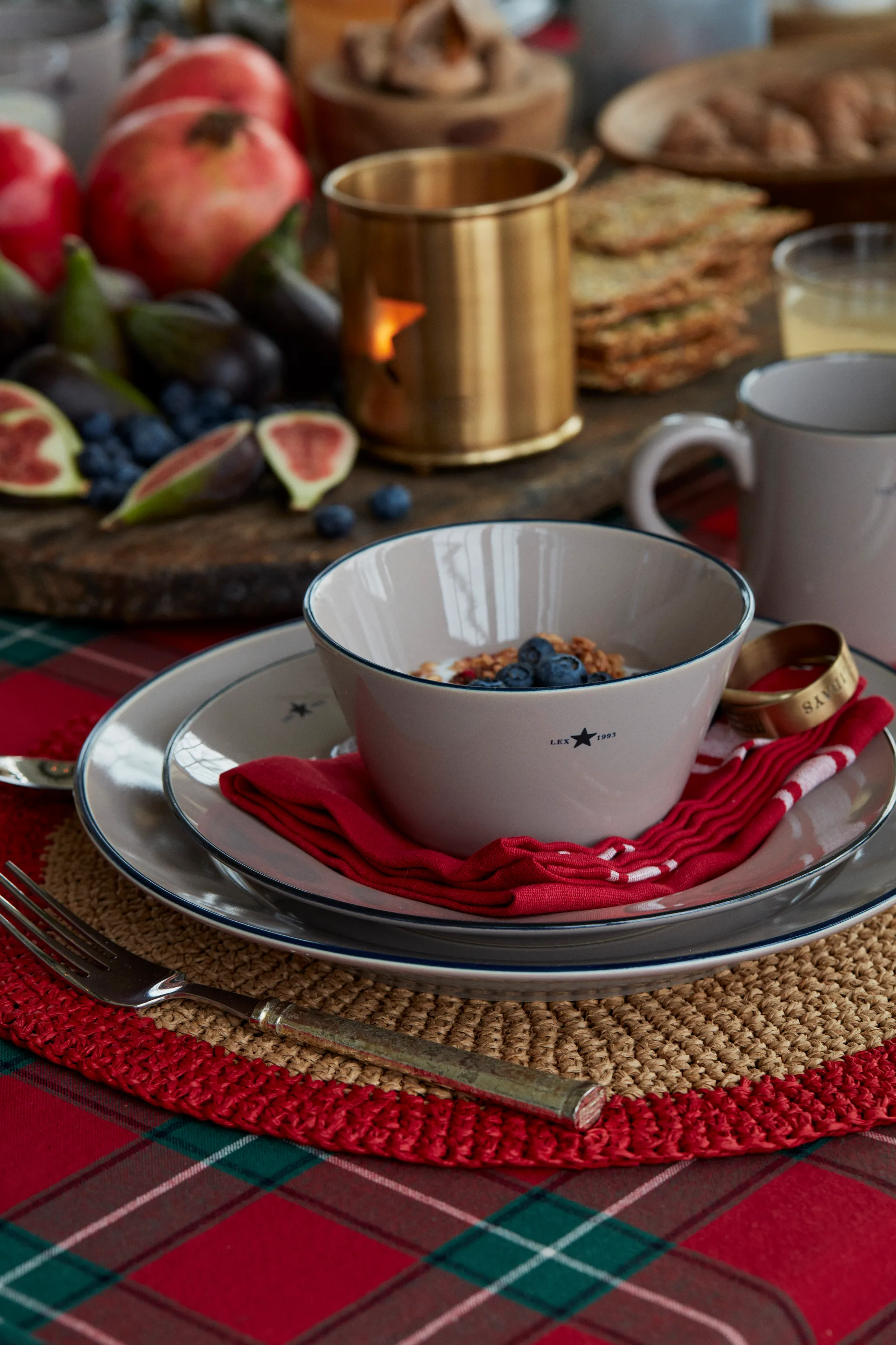 라운드 리사이클 페이퍼 스트로우 테이블매트 Ø38, Beige-red Lexington | 렉싱턴