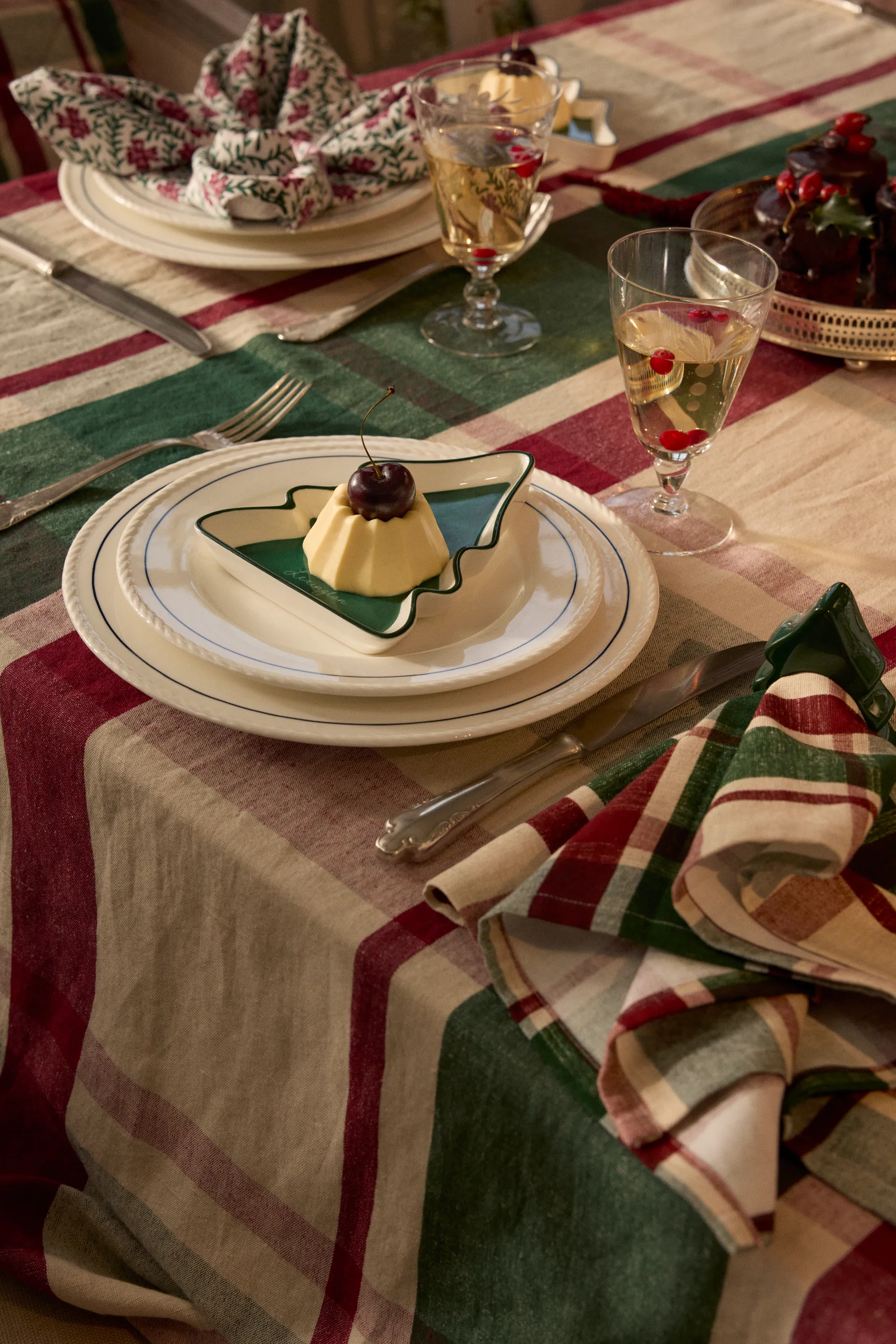 체크 오가닉 코튼 러너 50x150 cm, Green-red-beige Lexington | 렉싱턴