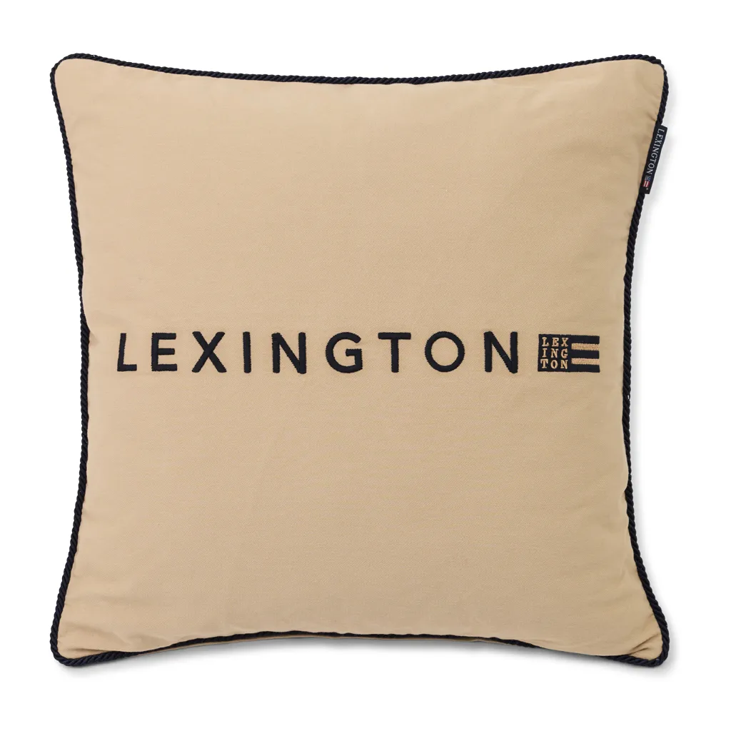 로고 오가닉 코튼 트윌 베개커버 50x50 cm, Beige-dark blue Lexington | 렉싱턴