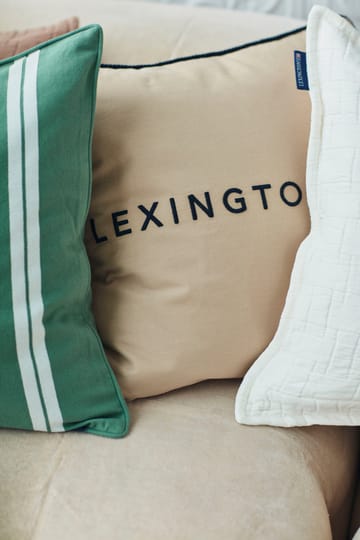 로고 오가닉 코튼 트윌 베개커버 50x50 cm - Beige-dark blue - Lexington | 렉싱턴