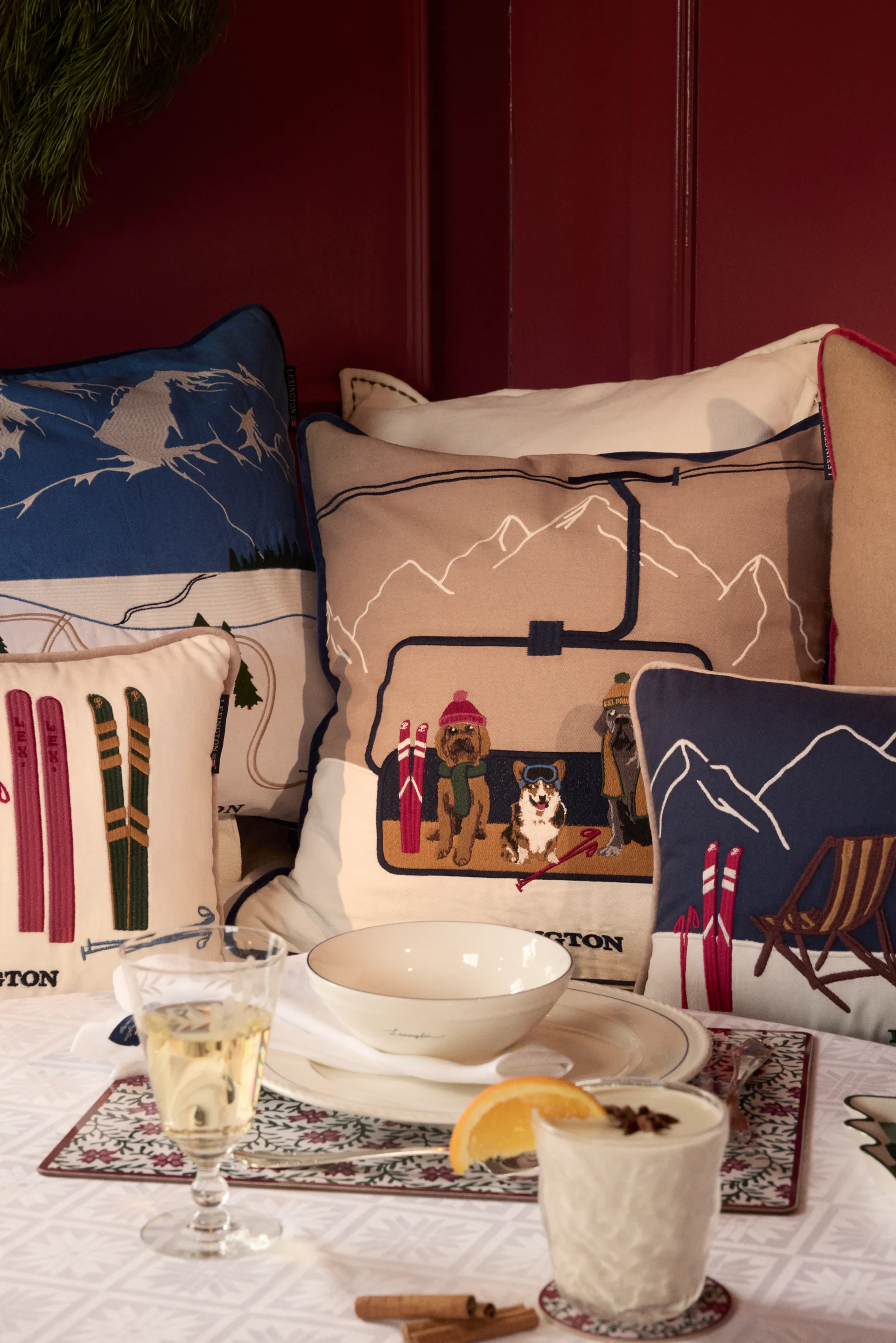 다운 힐 에코 코튼 트윌 쿠션 커버 50x50 cm, Blue-White Lexington | 렉싱턴