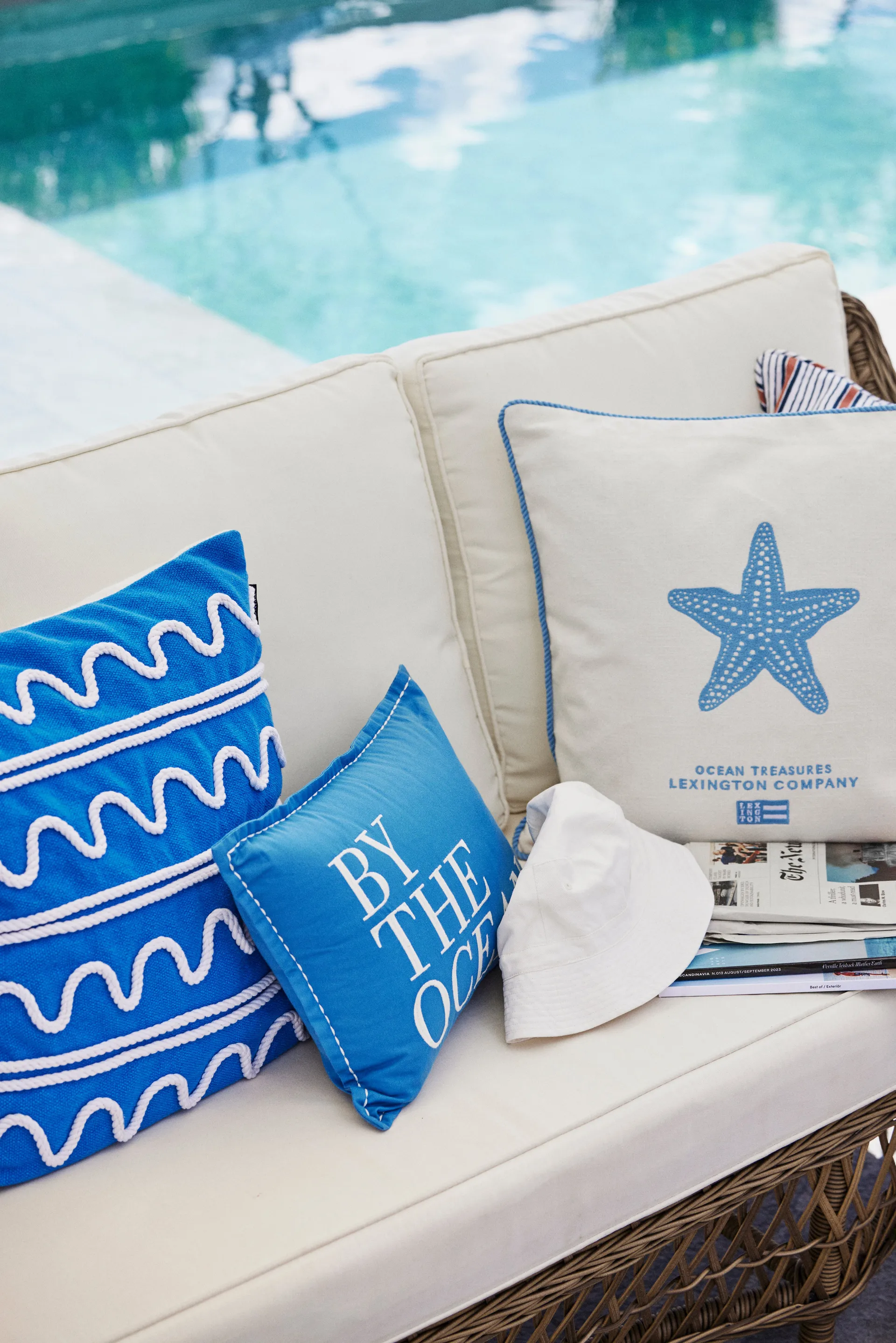 로프 웨이브 코튼 캔버스 쿠션 커버 50x50 cm, Blue Lexington | 렉싱턴