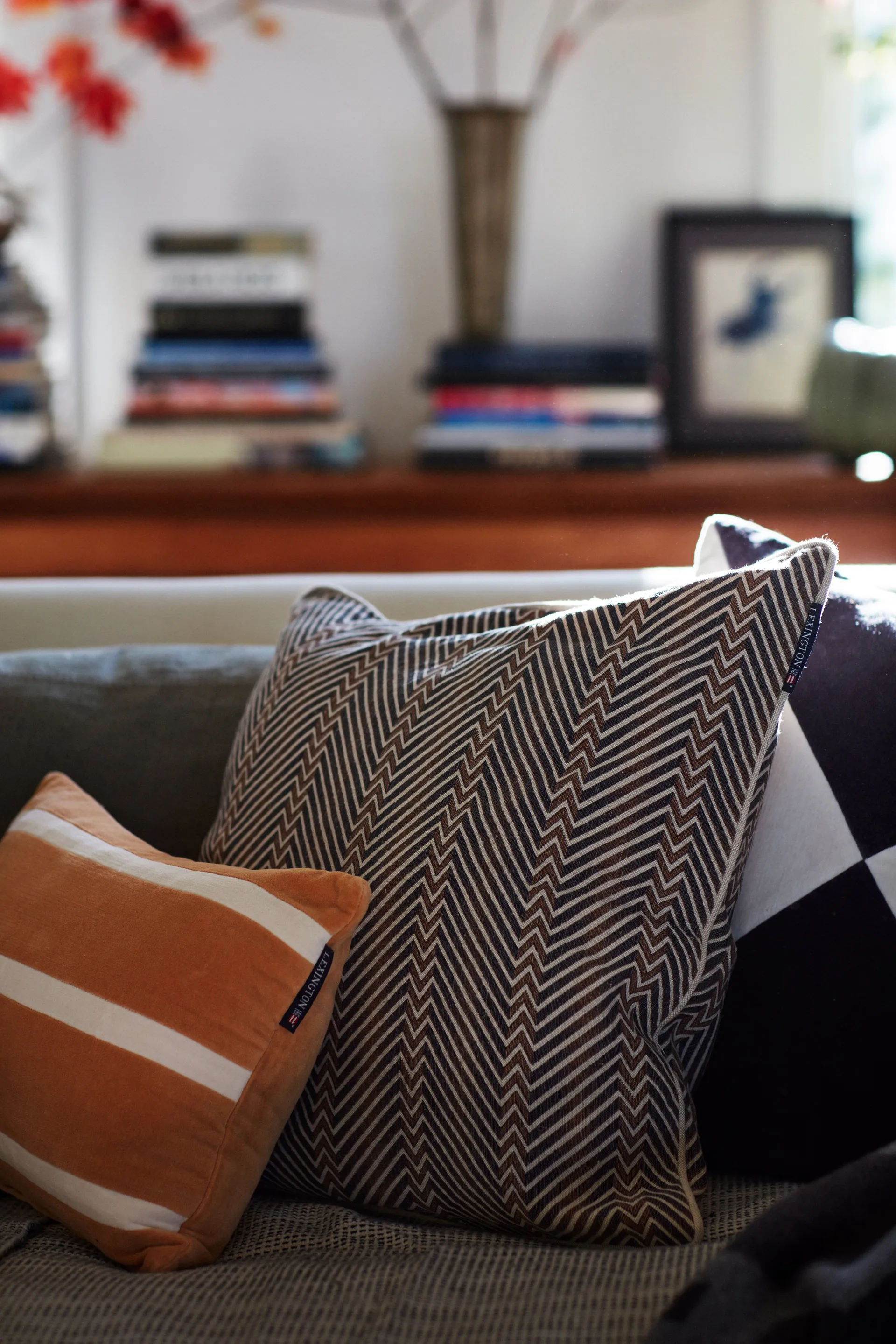 지그재그 프린팅 베개커버 50x50 cm, Brown-beige Lexington | 렉싱턴