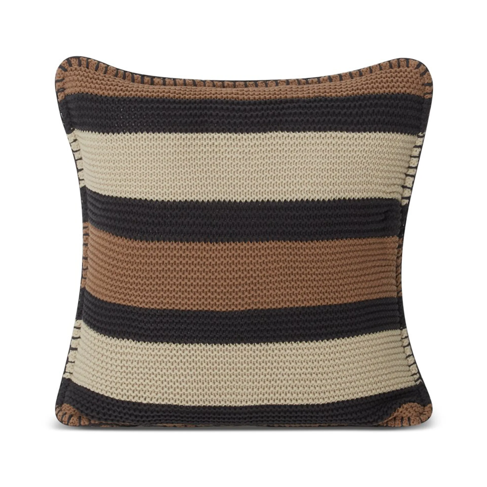 스트라이프 니트 코튼 쿠션 커버 50x50 cm, Brown-dark grey-light beige Lexington | 렉싱턴