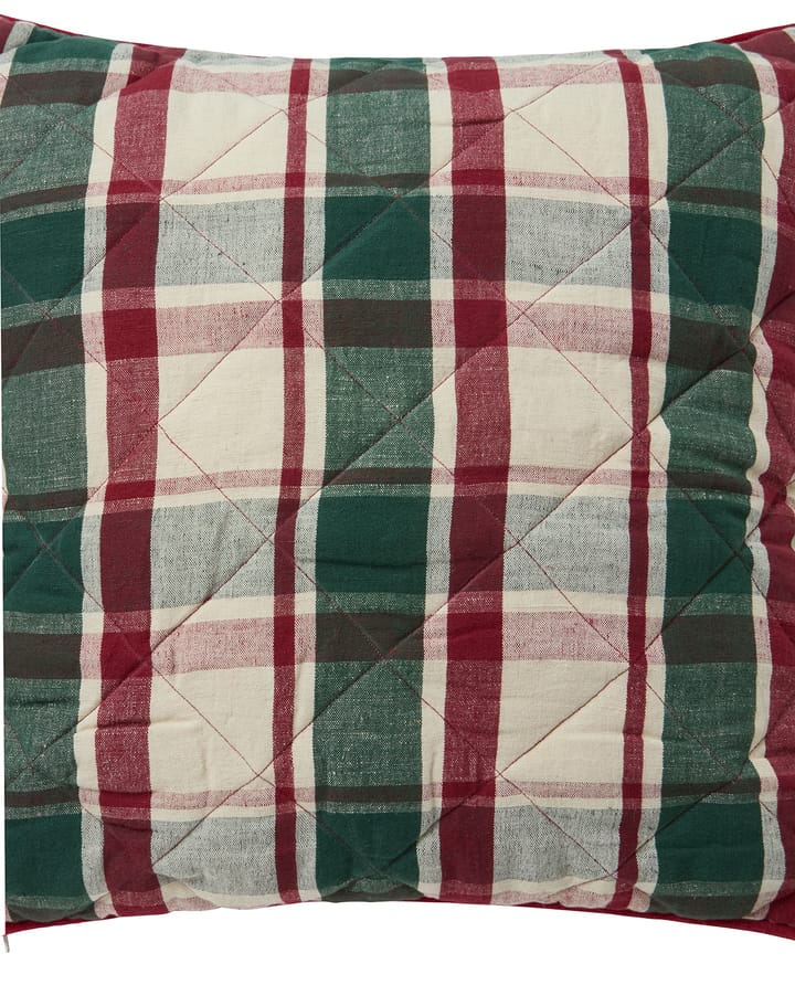 체크 퀼티드 린넨/코튼 쿠션 커버 50x50 cm, Green-red-beige Lexington | 렉싱턴