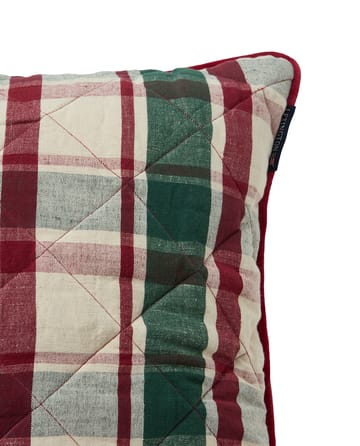 체크 퀼티드 린넨/코튼 쿠션 커버 50x50 cm - Green-red-beige - Lexington | 렉싱턴