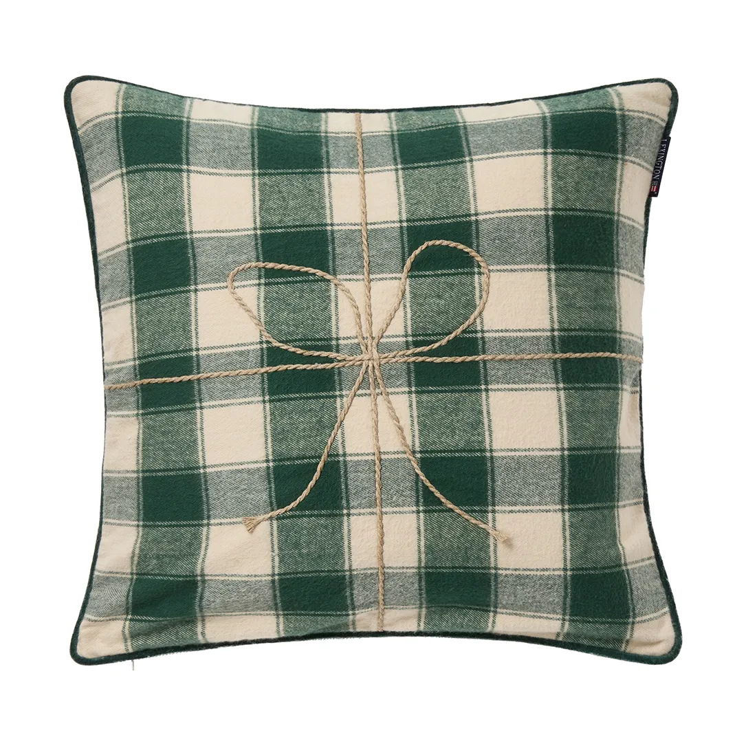 래핑 체크드 에코 플란넬 쿠션 커버 50x50 cm, Light beige-green Lexington | 렉싱턴