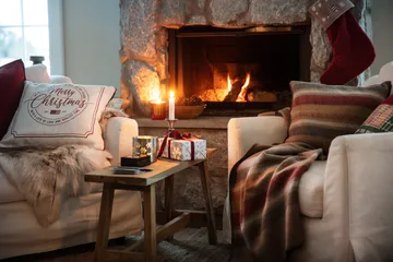 메리 크리스마스 코튼 캔버스 베개커버 50x50 cm - Off white-red - Lexington | 렉싱턴