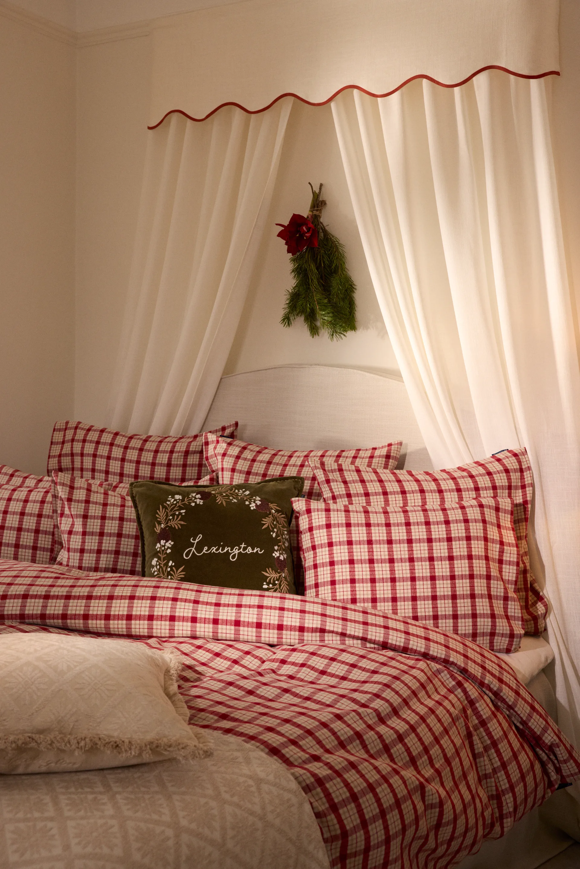 리스 오가닉 코튼 벨벳 쿠션 커버 50x50 cm, Olive-brown-white Lexington | 렉싱턴