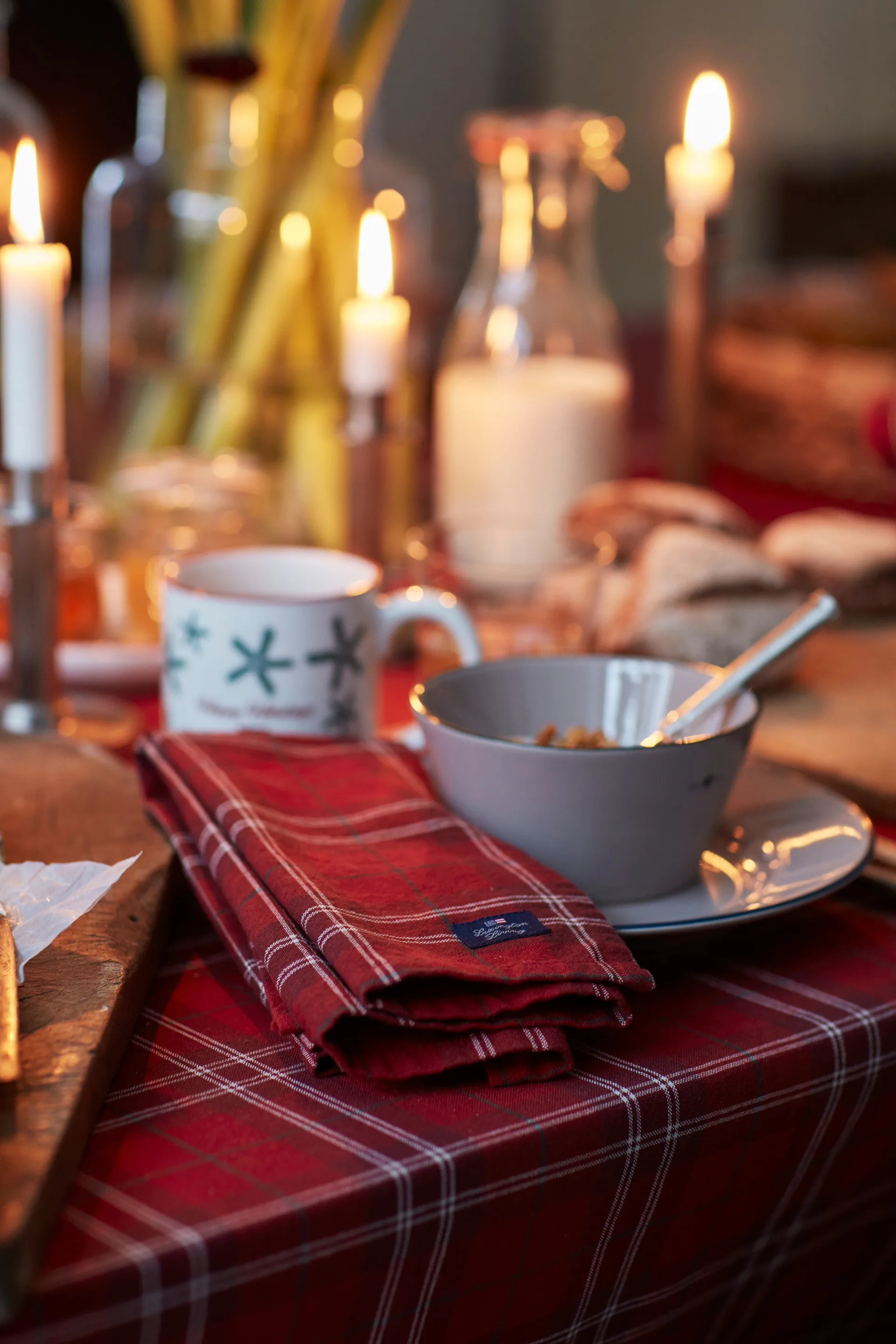 체크 오가닉 코튼 옥스포드 패브릭 냅킨 50x50 cm, Red-beige-green Lexington | 렉싱턴