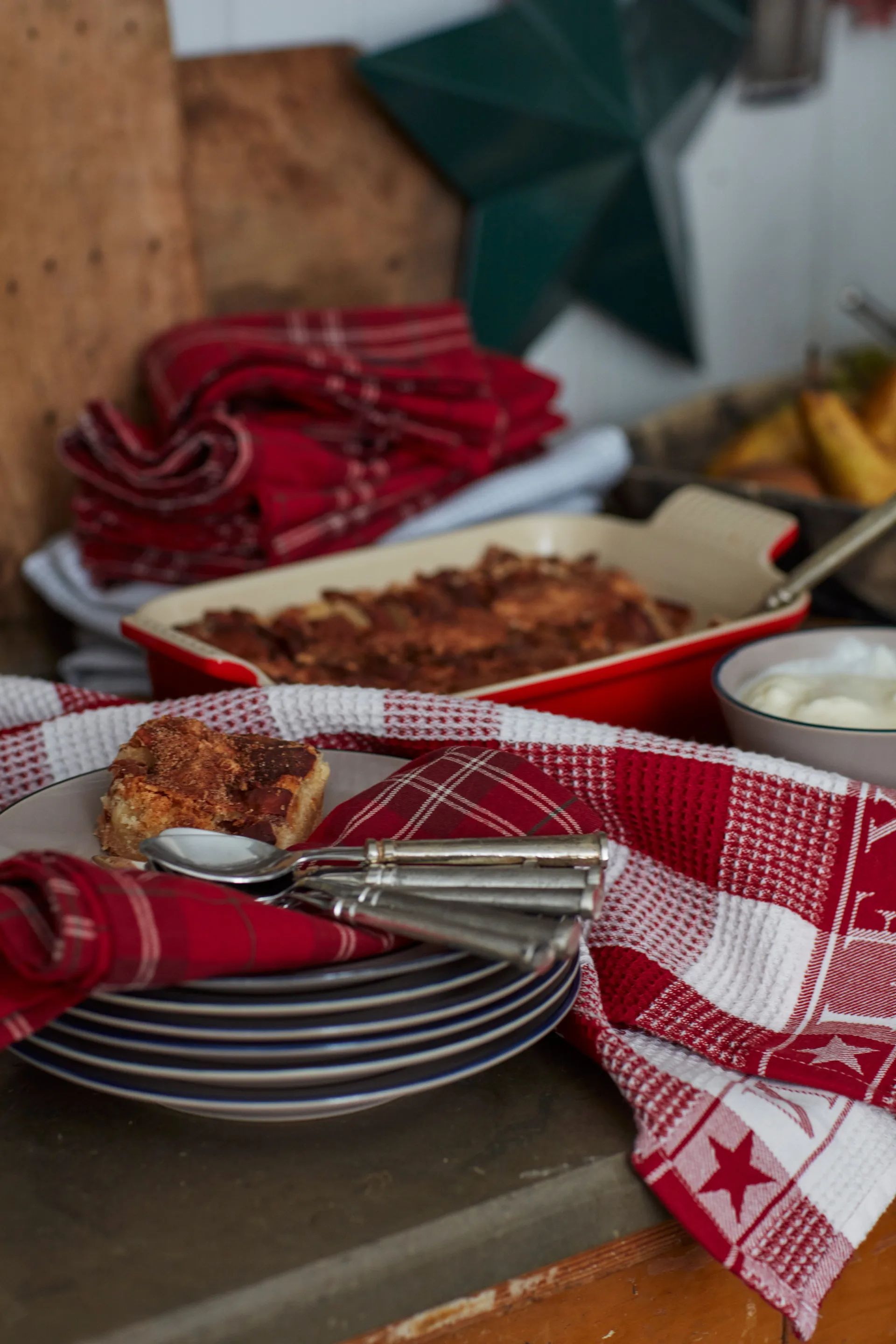 체크 오가닉 코튼 옥스포드 패브릭 냅킨 50x50 cm, Red-beige-green Lexington | 렉싱턴