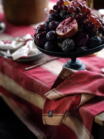 체크 리넨-코튼 테이블 클로스 냅킨 50x50 cm - Red-beige - Lexington | 렉싱턴