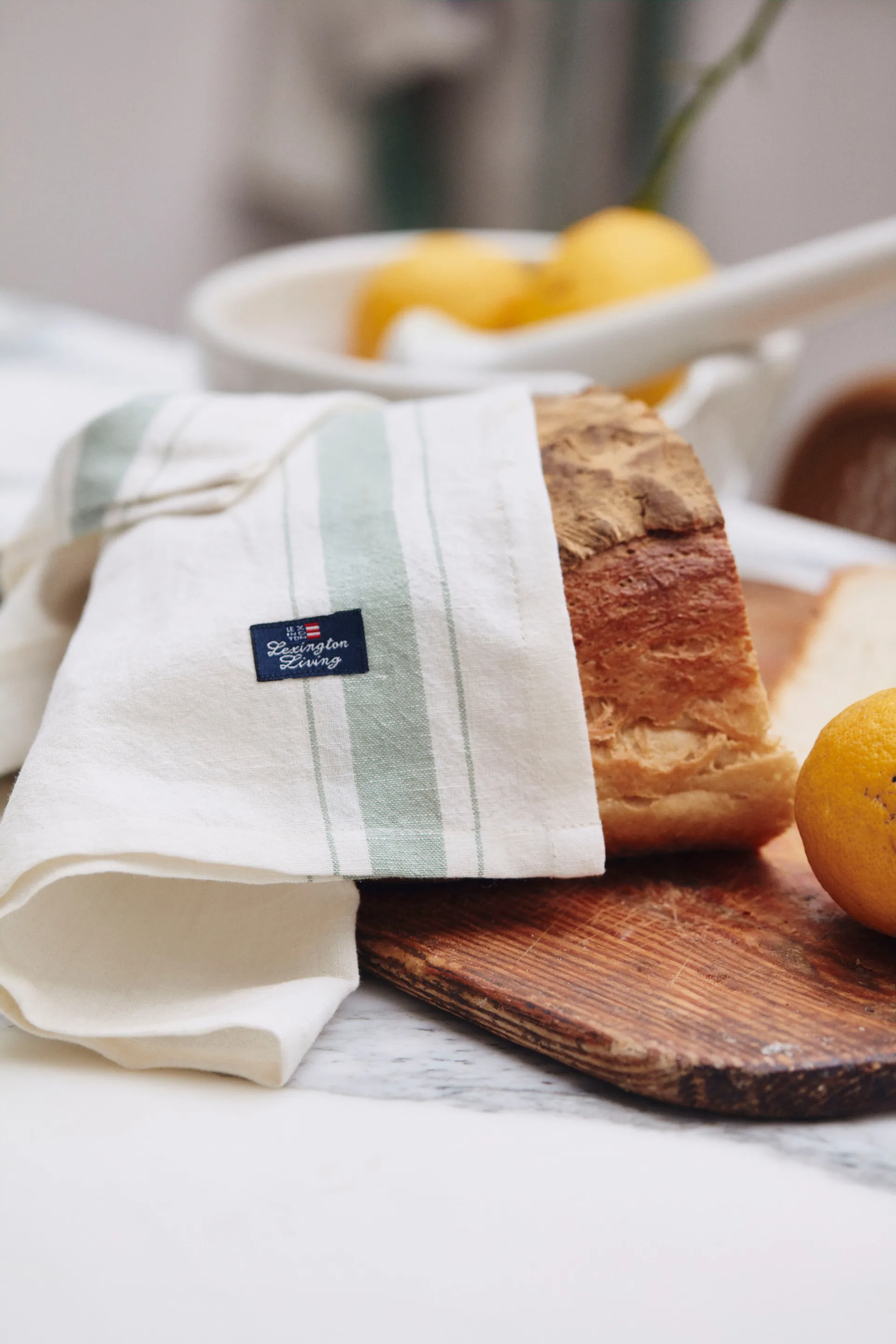 사이드 스트라이프 오가닉 코튼 냅킨 50x50 cm, White-green Lexington | 렉싱턴