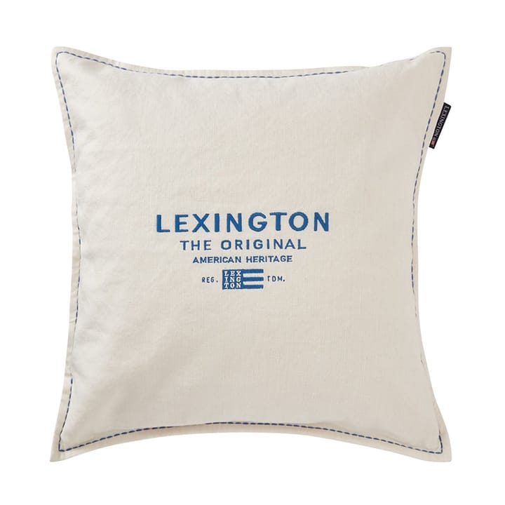 로고 자수 리넨/코튼 쿠션 커버 50x50 cm - White - Lexington | 렉싱턴
