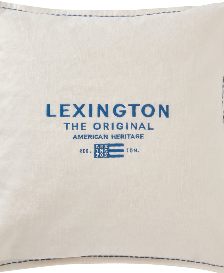 로고 자수 리넨/코튼 쿠션 커버 50x50 cm, White Lexington | 렉싱턴