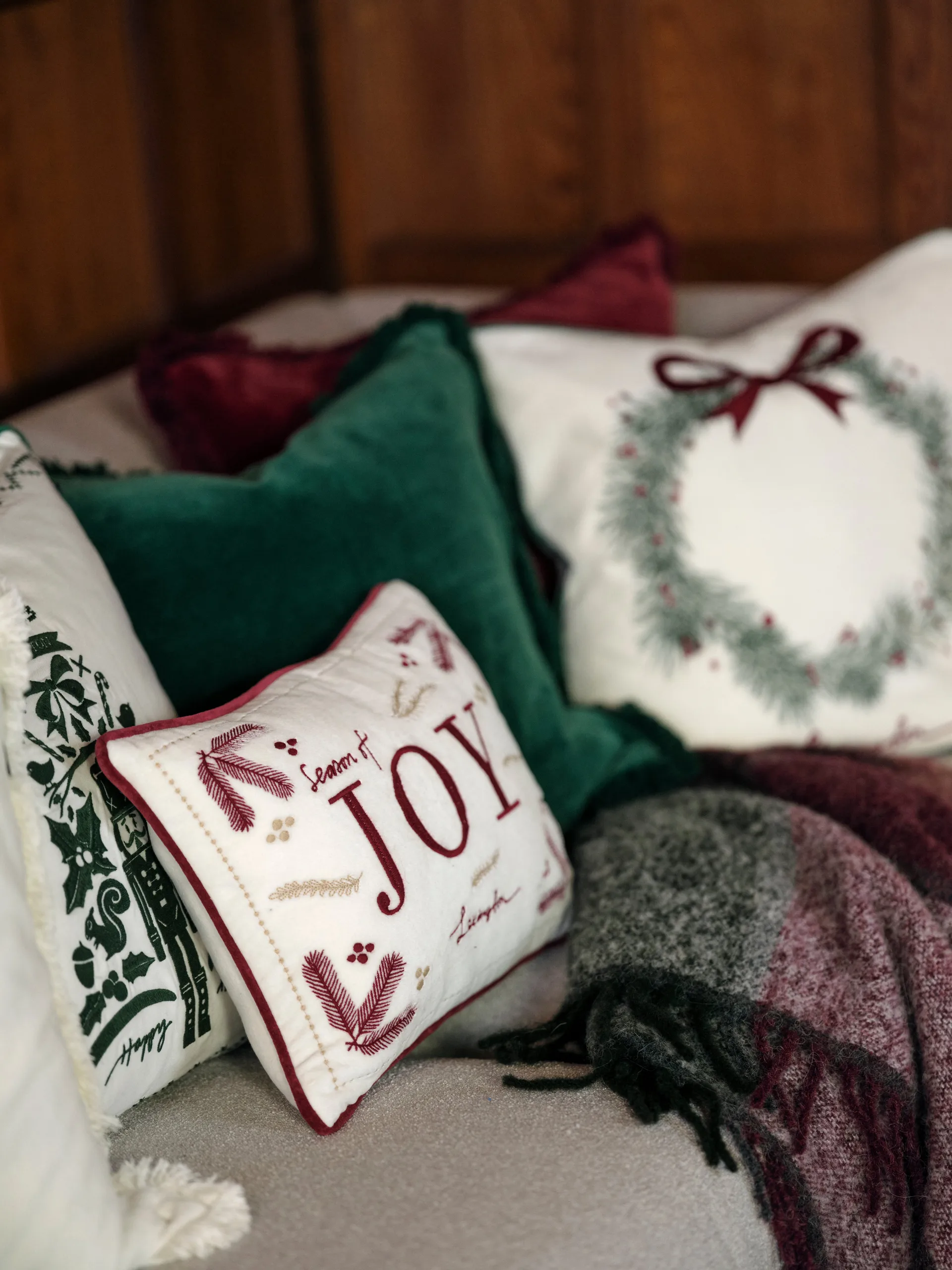 오가닉 코튼 벨벳 프린지 쿠션 커버 50x50cm., Green Lexington | 렉싱턴