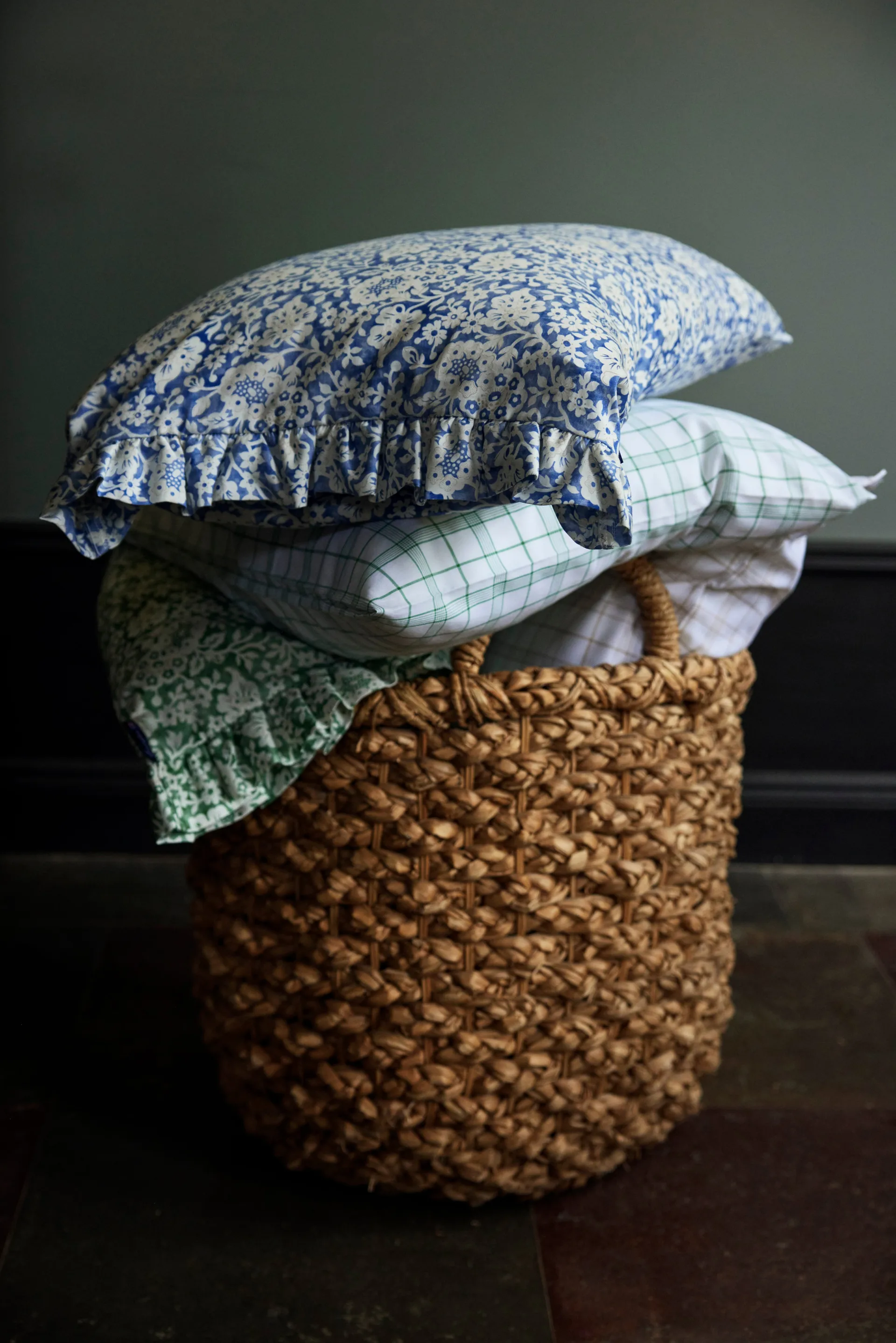 화이트/그린 체크 리오셀/면 침대 세트, 50x60 cm, 220x220 cm Lexington | 렉싱턴